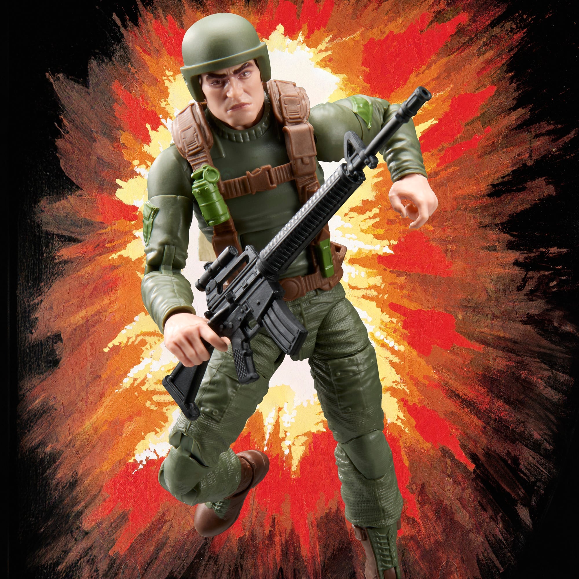 Grunt G.I. Joe Classified Retro Collection 6-Inch Figure — Dynamic Action Pose with Explosion Background
