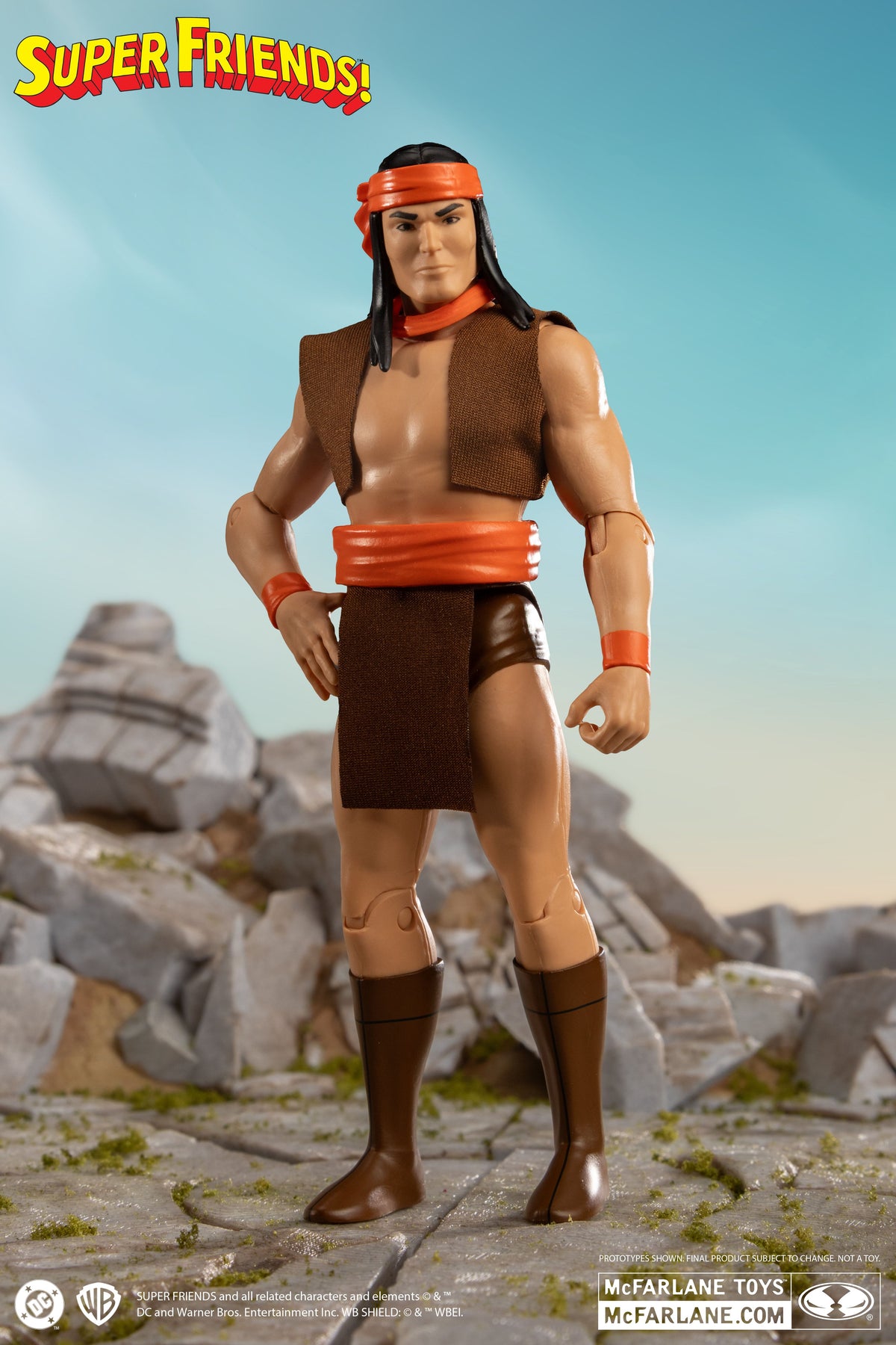Apache Chief DC Super Friends 6-Inch Figure — Front View with Rocky Backdrop