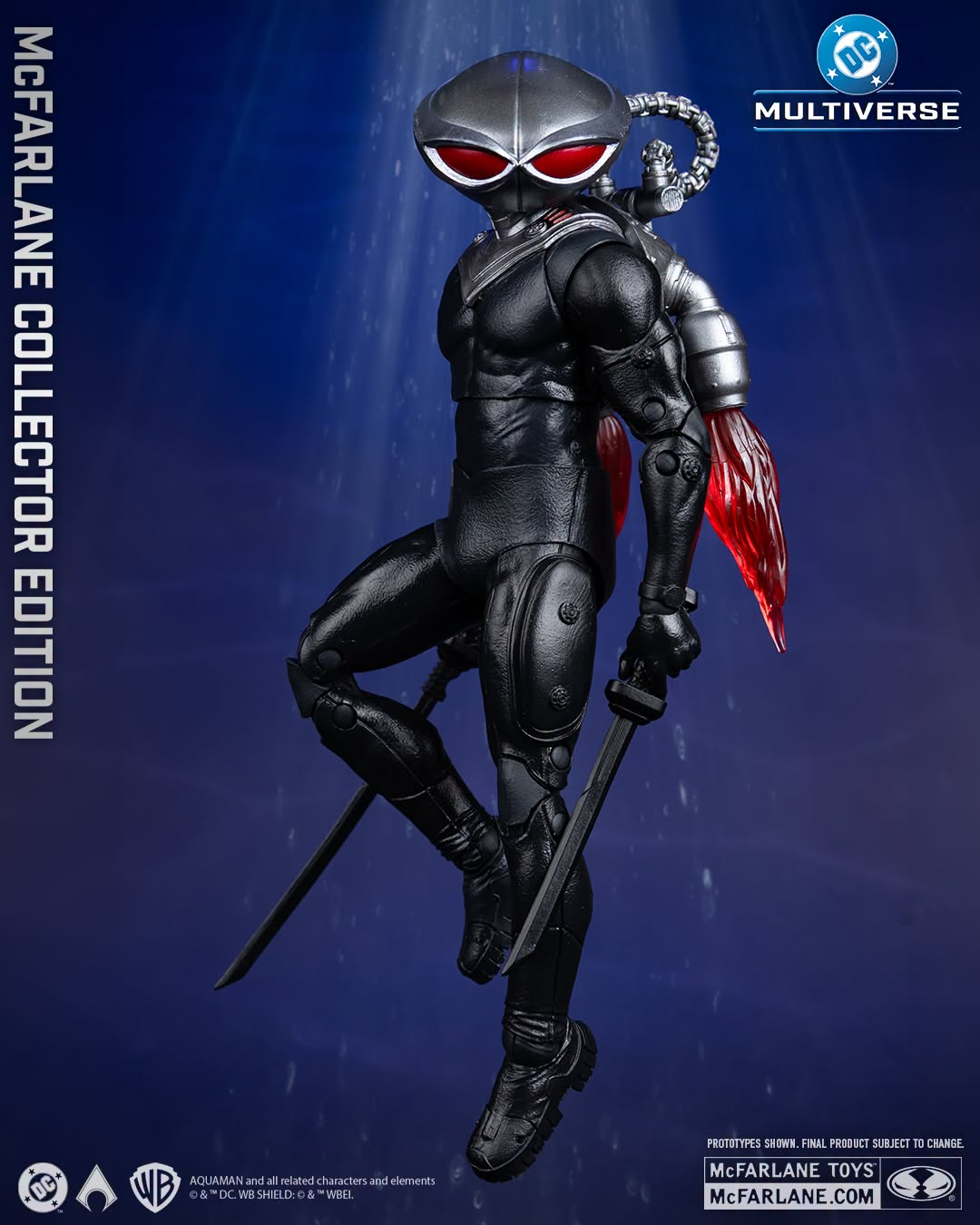 Black Manta DC Multiverse Collector Edition 7-Inch Figure — Full Front View with Promotional Branding