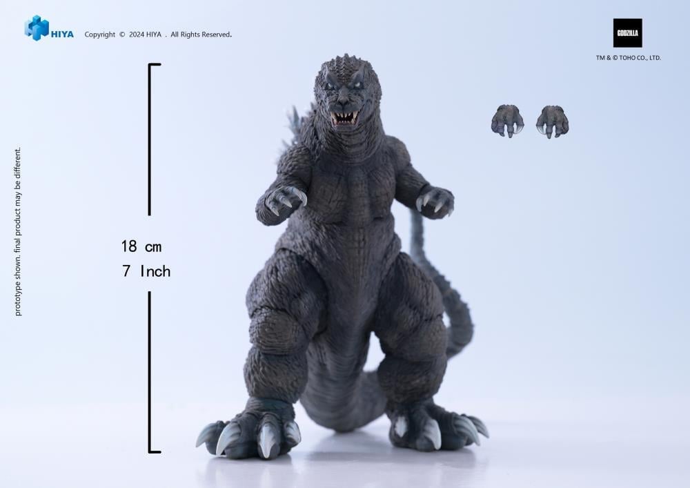 GMK Godzilla Exquisite Basic 7-Inch Figure — Front View With Scale Reference Showing 18cm Height And Interchangeable Hands