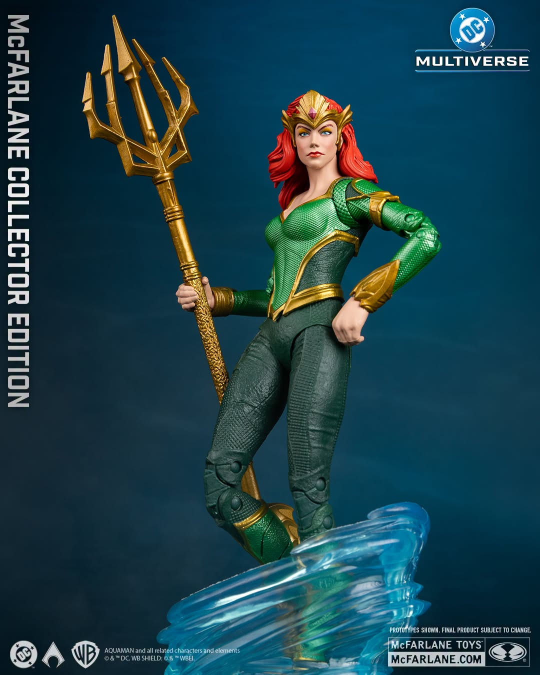 Mera DC Multiverse Collector Edition 7-Inch Figure — Promotional Angle View on Blue Background
