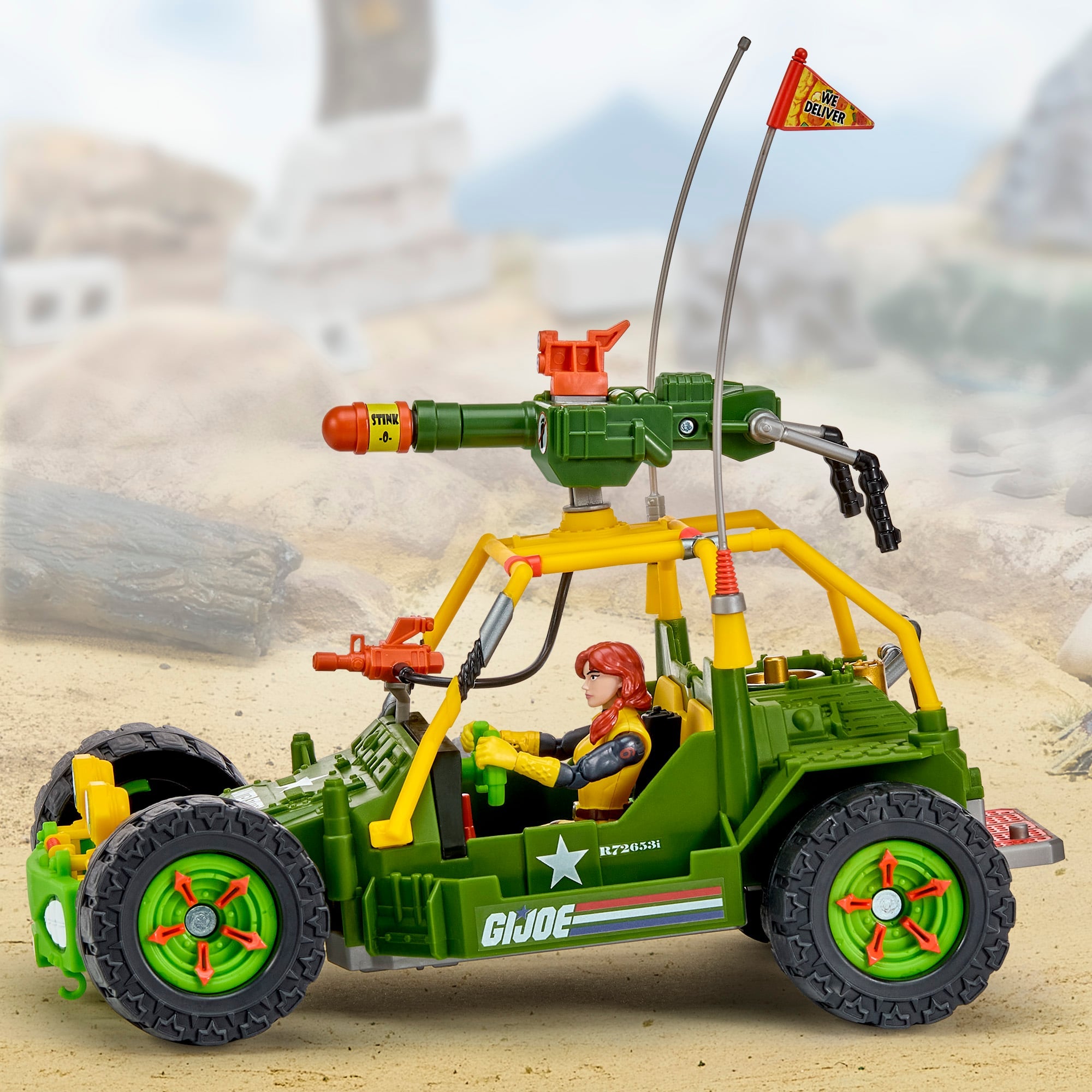 TMNT x G.I. Joe A.W.E. Shell-Striker Vehicle 3.75-Inch Set — Front View with April as Scarlett Figure Seated