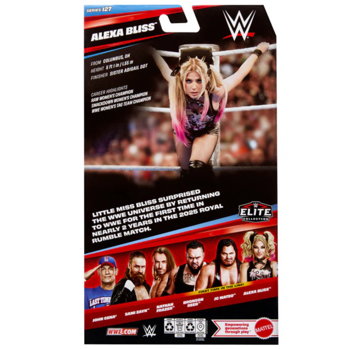Alexa Bliss WWE Elite Series 127 6-Inch Figure — Box Back with Career Highlights
