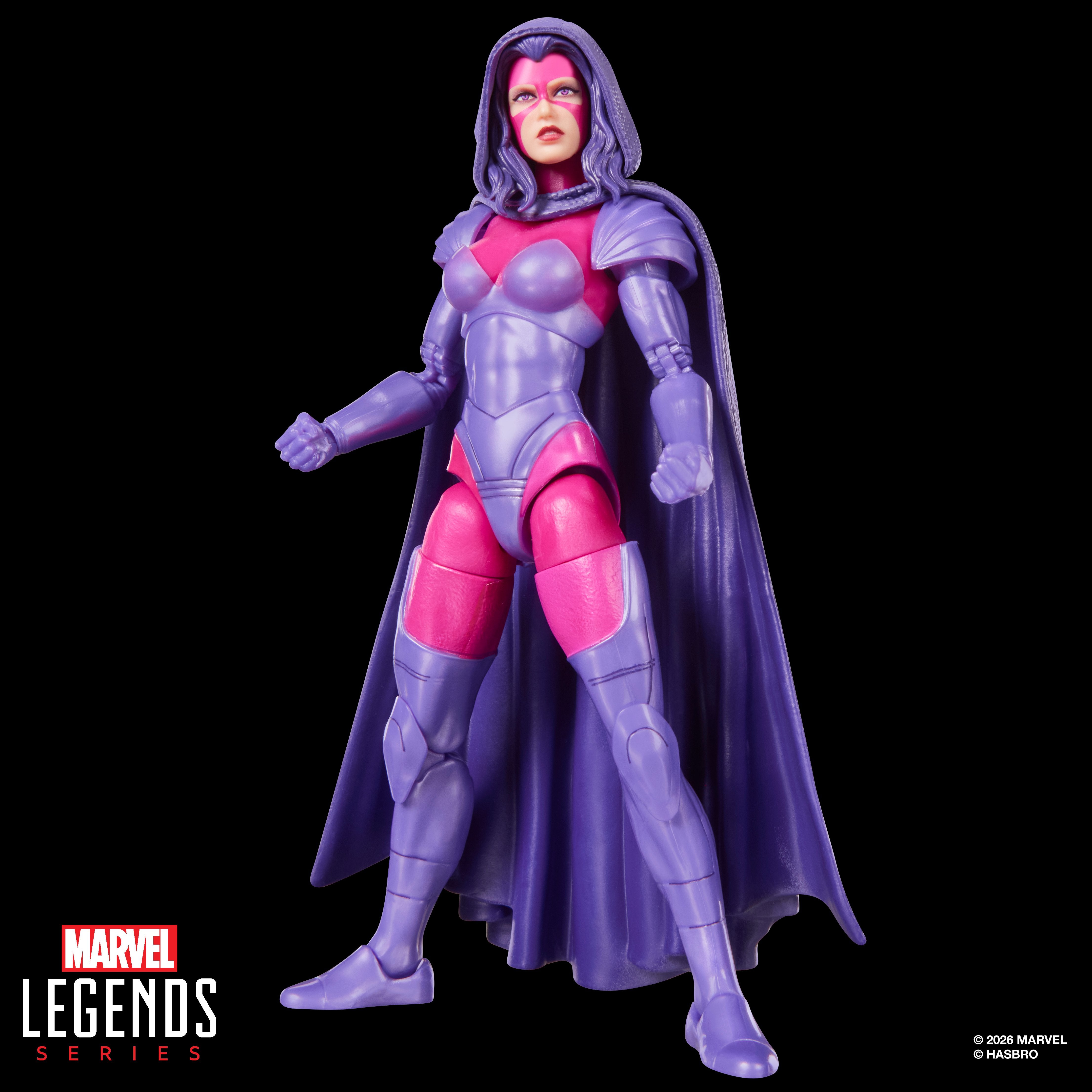 Psylocke Marvel Legends 6-Inch Figure — Front View in Armored Costume with Cape