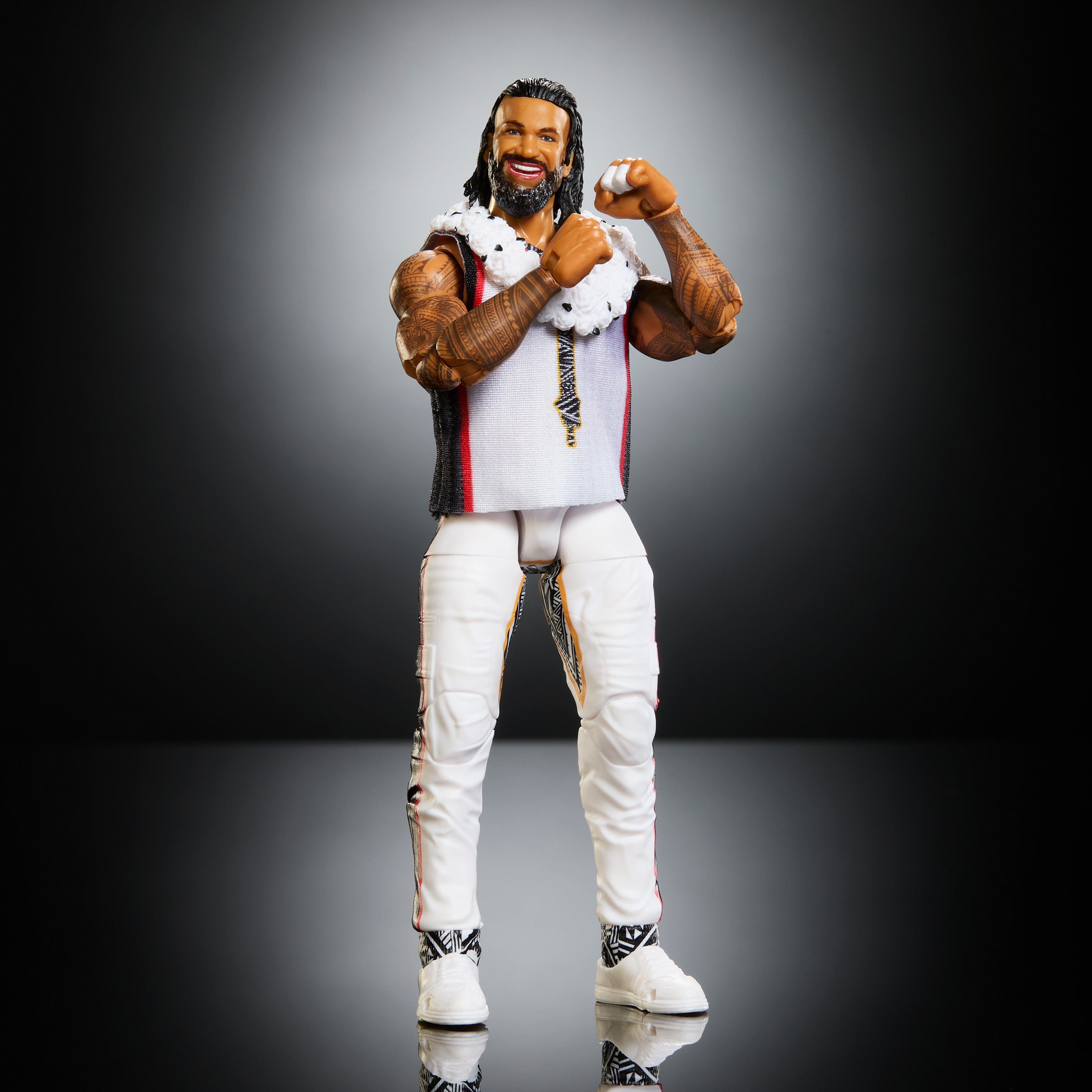 Jimmy Uso WWE Elite Collection 6-Inch Figure — Front View with Lei and Fists Raised