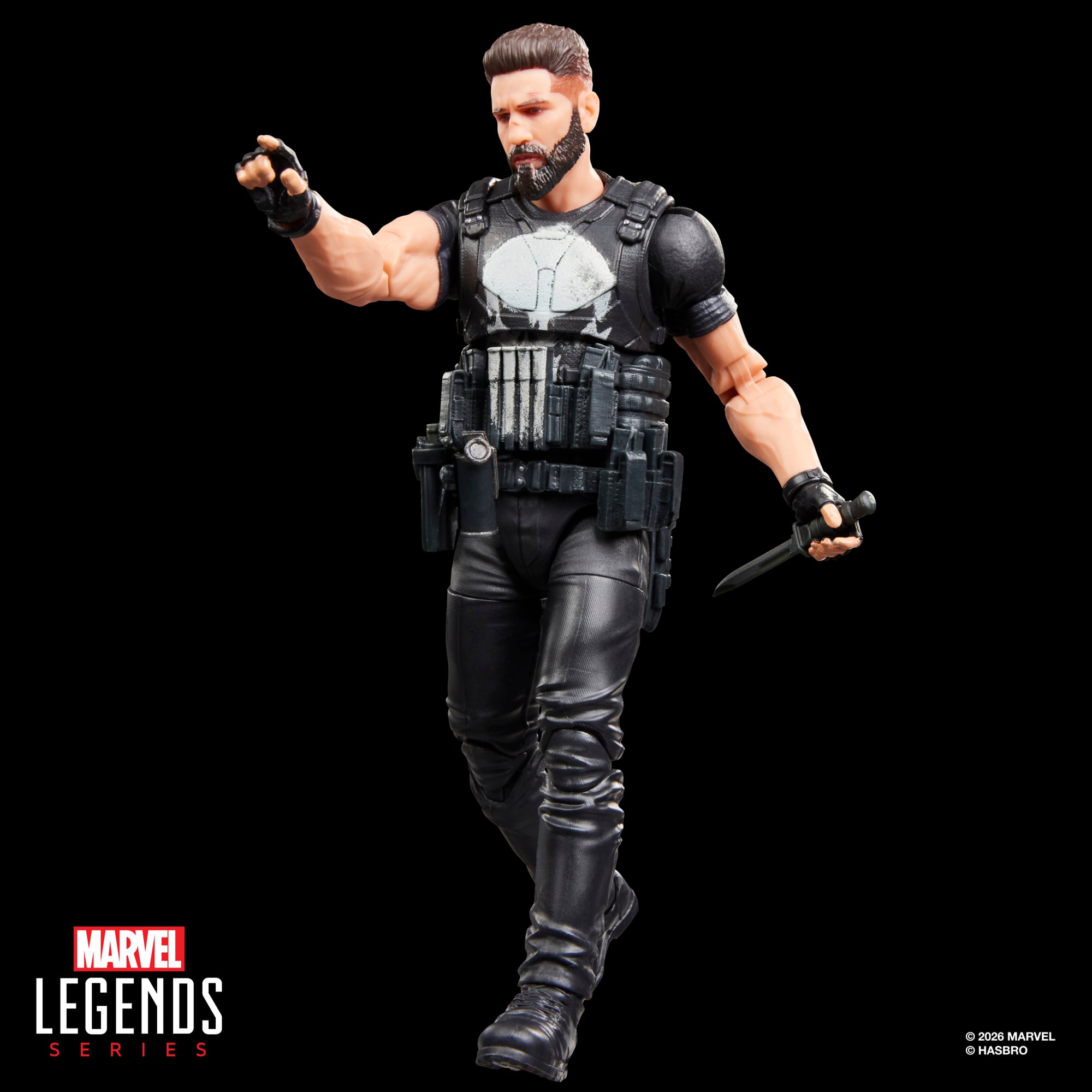 Punisher Marvel Legends 6-Inch Figure — Articulation Pose with Knife and Reaching Hand