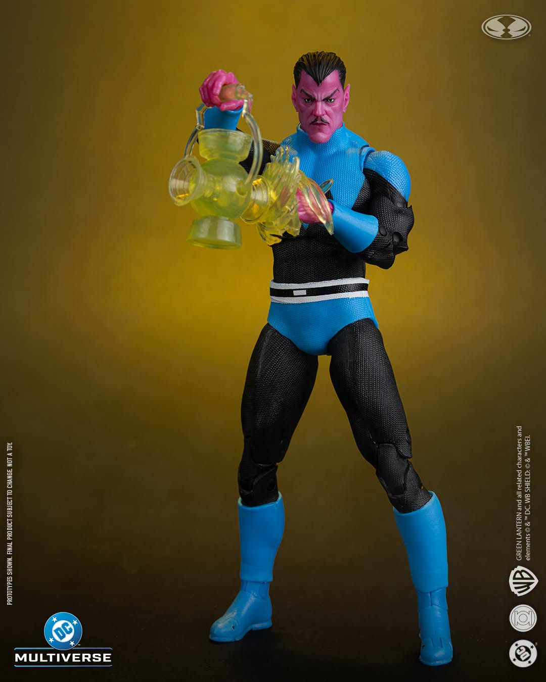 Sinestro DC Classic Multiverse 7-Inch Figure — Front View Holding Yellow Power Lantern with Energy Effect