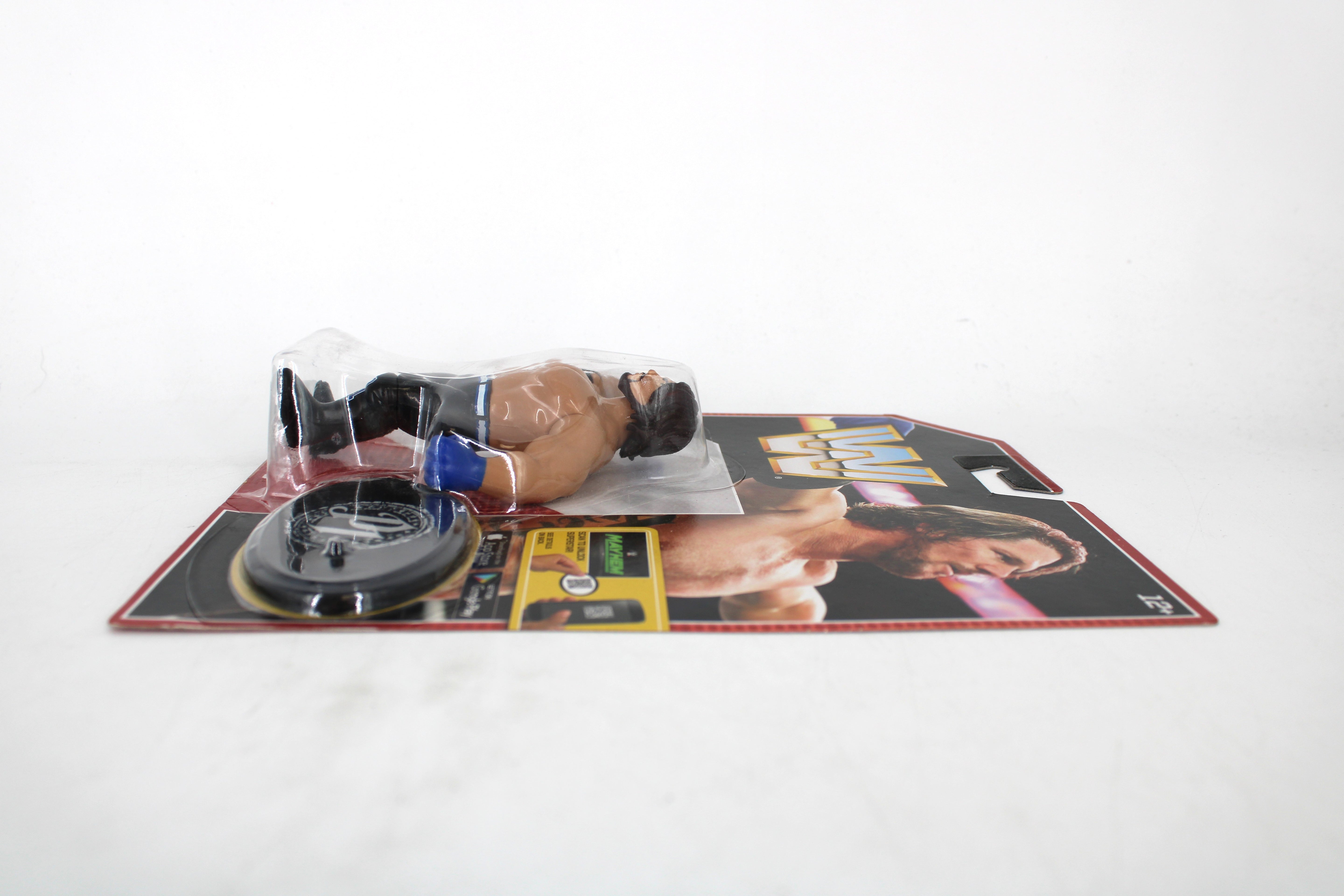 AJ Styles WWE Retro Action Figure — Contents Display with Figure, Stand, and Card Laid Flat