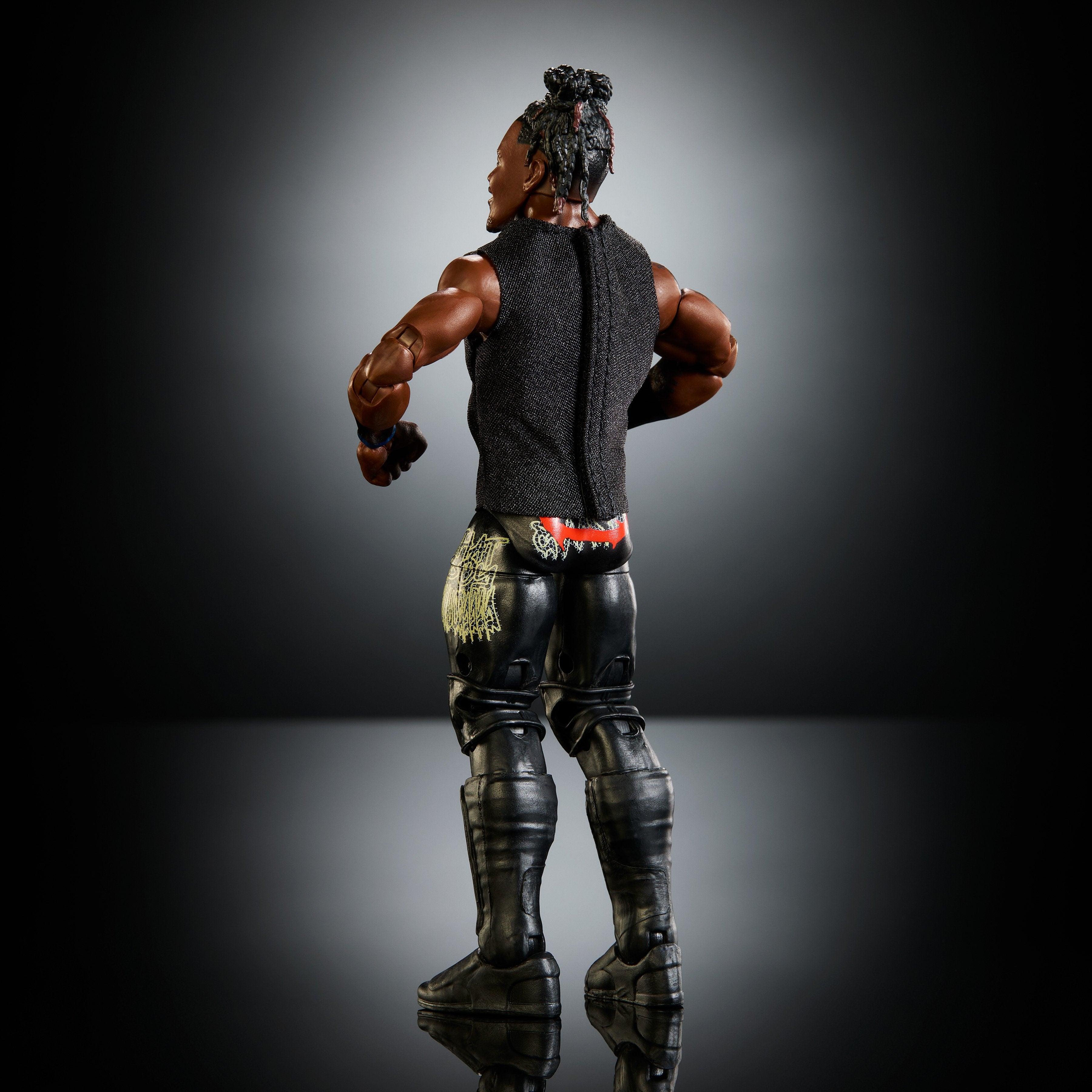 Je'Von Evans WWE Elite Collection 6-Inch Figure — Back View Showing Shirt and Trunks Detail