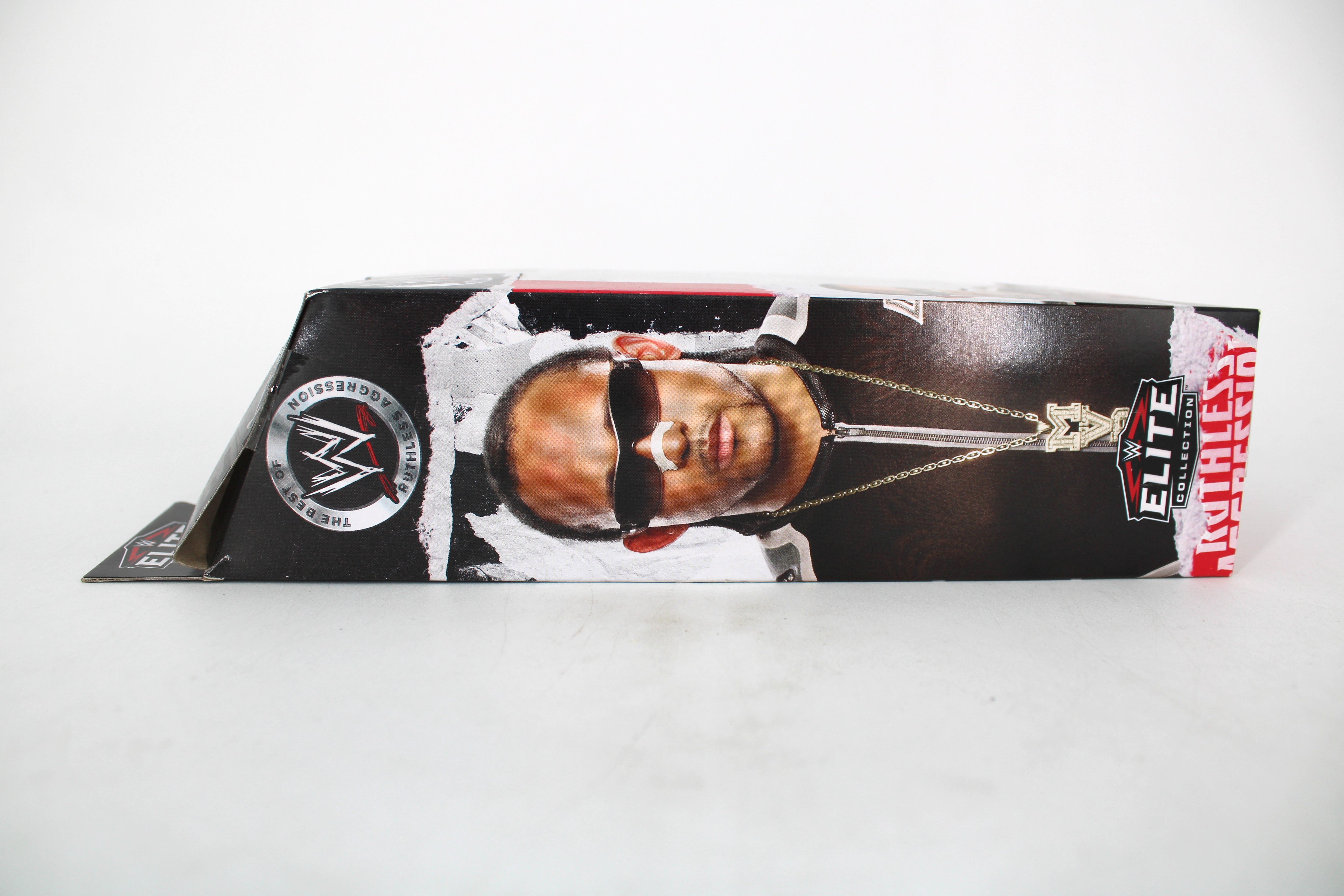 MVP WWE Elite Best of Ruthless Aggression Figure — Box Side with MVP Photo and Gold Chain Graphic