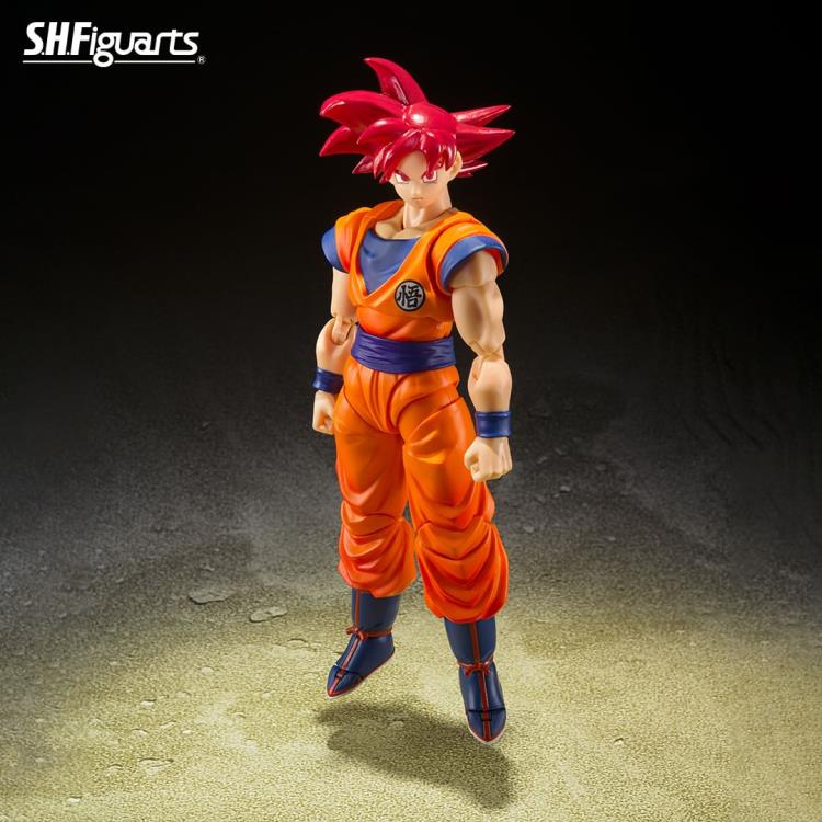Super Saiyan God Goku S.H.Figuarts 5.5-Inch Figure — Front View Relaxed Arms at Sides