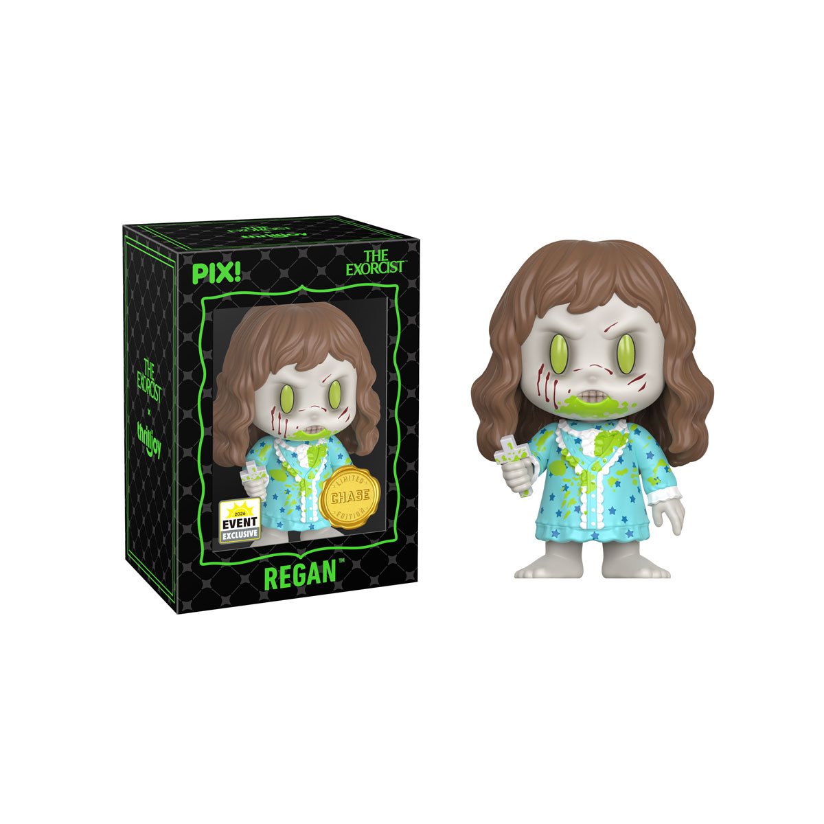 Regan Exorcist Pix! Vinyl Chase Variant — Figure Covered in Vomit Holding Cross with Black Box