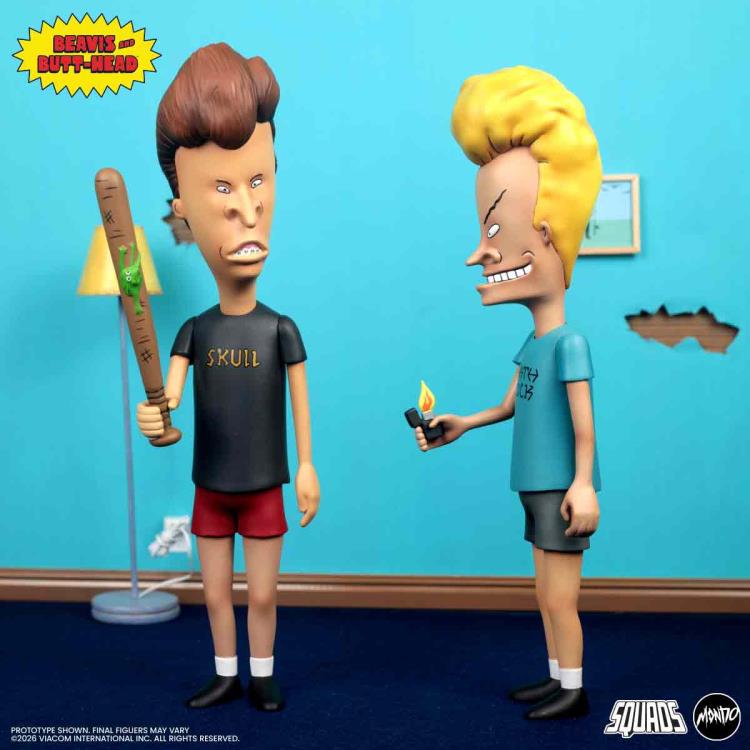 Beavis and Butt-Head Mondo Squads 9-Inch Figure Set — Frog Baseball Bat and Lighter Accessories Display