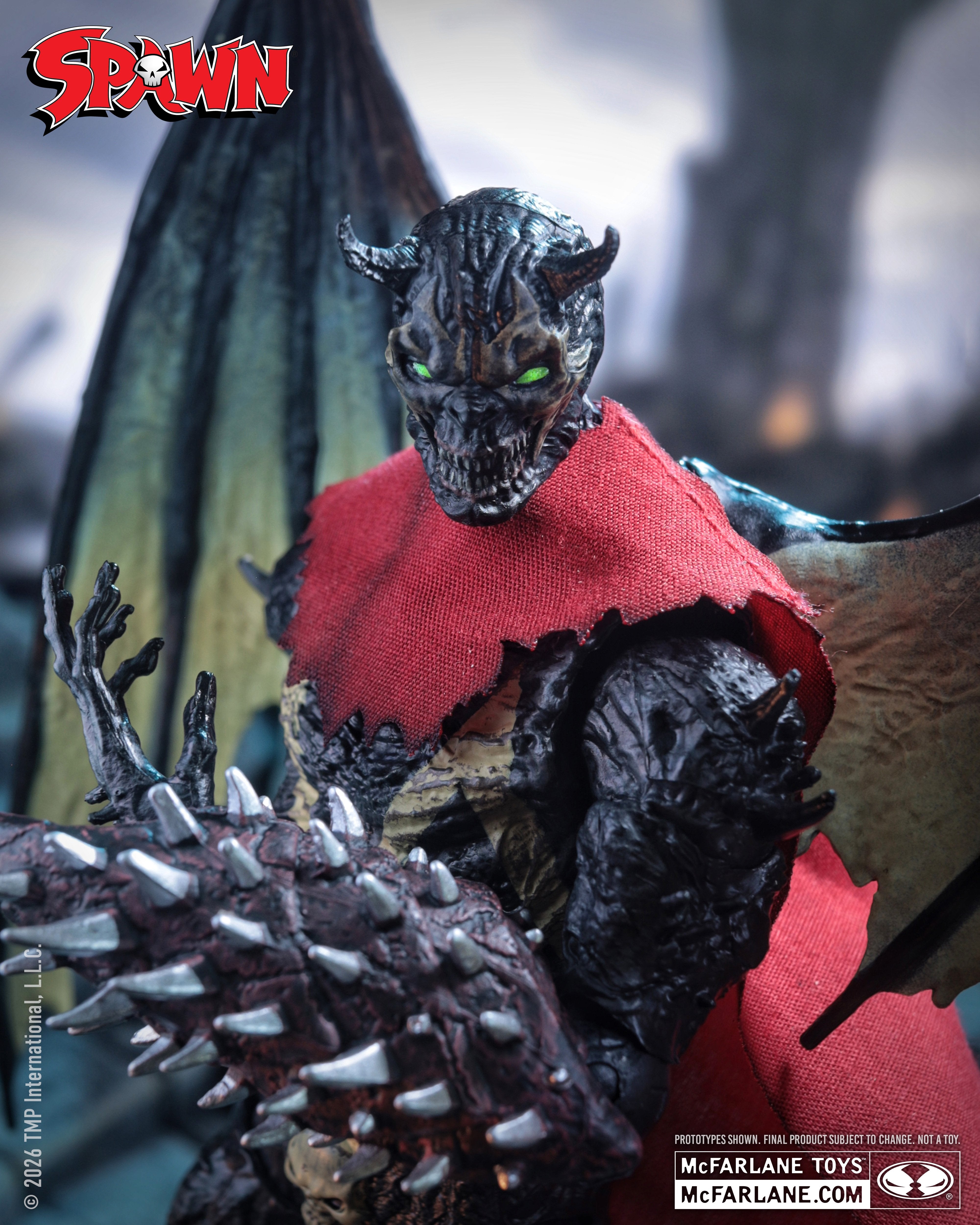 Nightmare Spawn Classic 7-Inch Figure — Head and Upper Torso Detail Showing Green Eyes and Fabric Cape