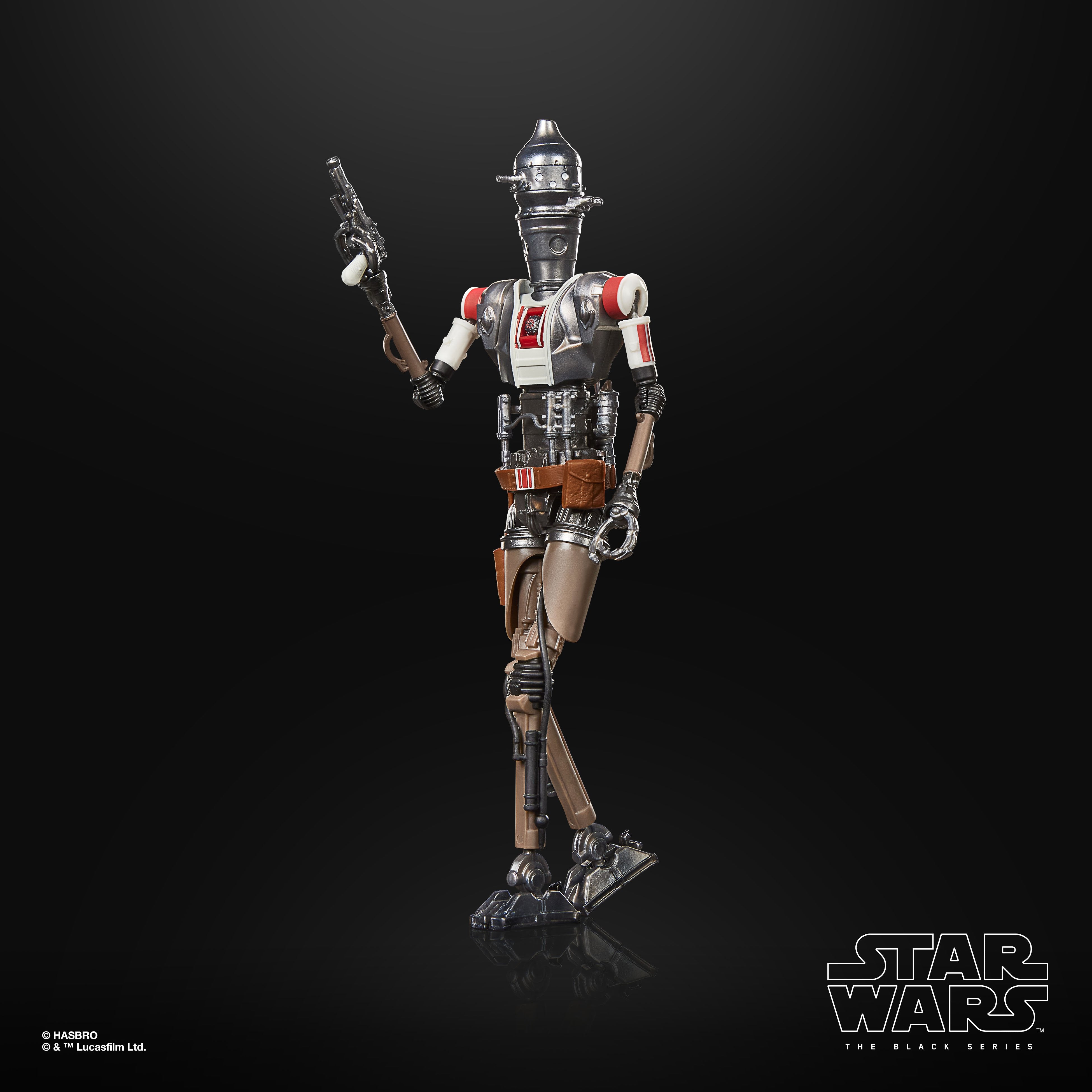 IG-11 Nevarro Marshal Black Series 6-Inch Figure — Three-Quarter View Blaster Raised