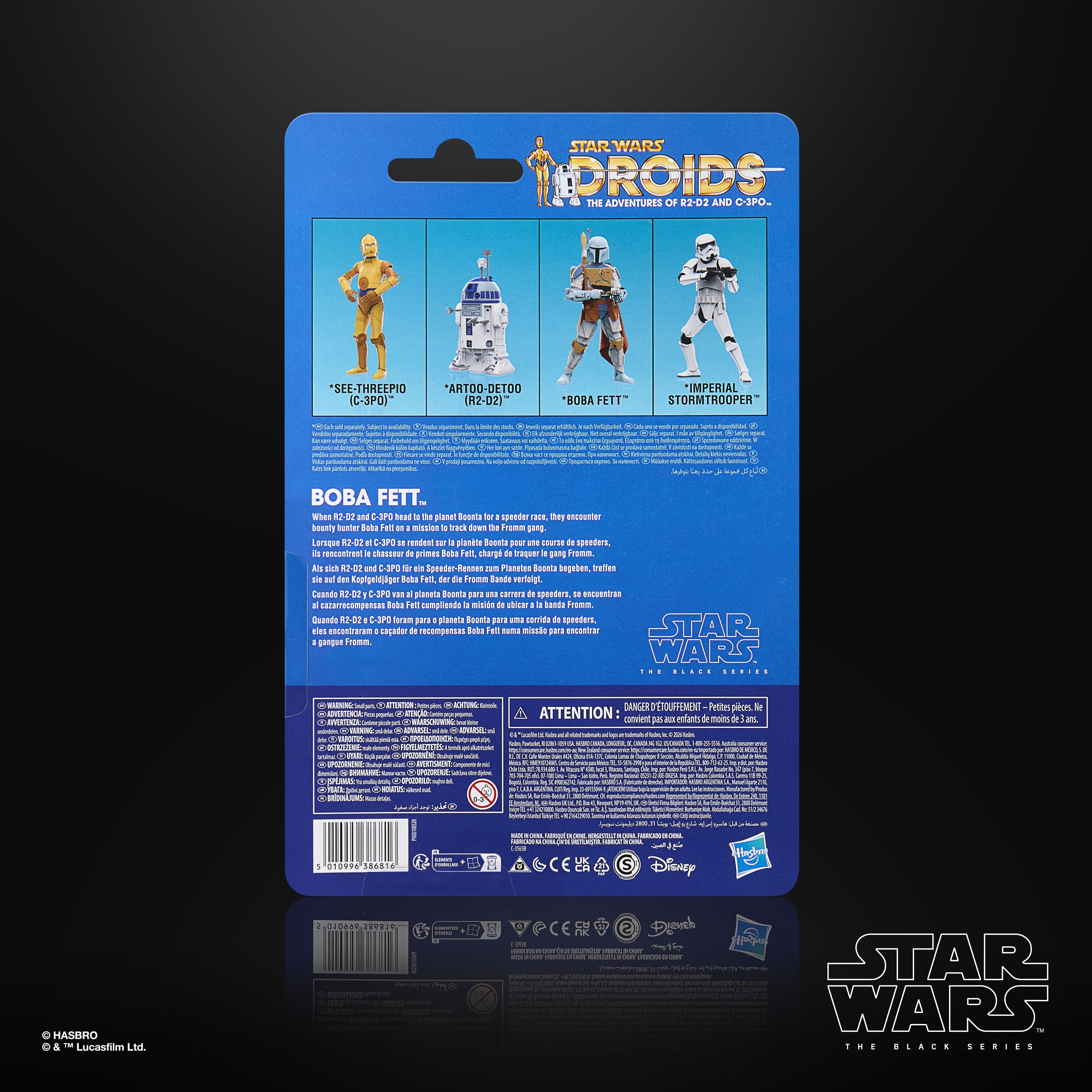 Boba Fett Droids Black Series 6-Inch Figure — Box Back with Wave Characters