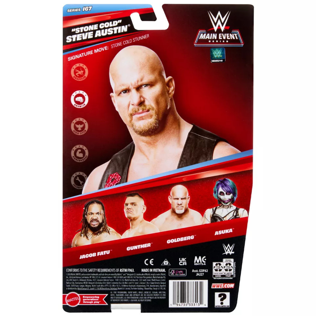 Stone Cold Steve Austin WWE Main Event Series 167 — Package Back with Wave Lineup Detail