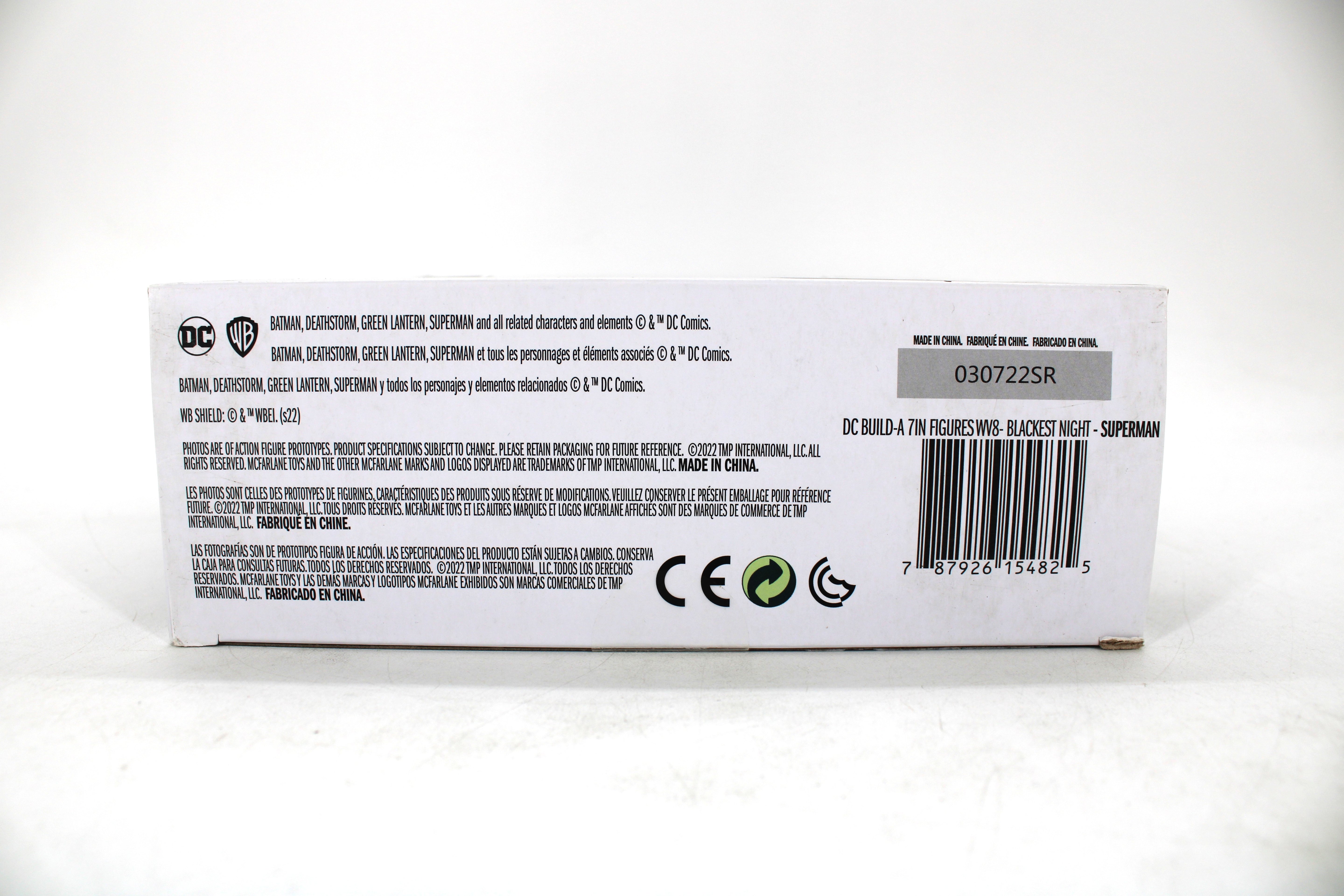 Black Lantern Superman DC Multiverse Blackest Night 7-Inch Figure — Package Detail with Barcode and Legal Text