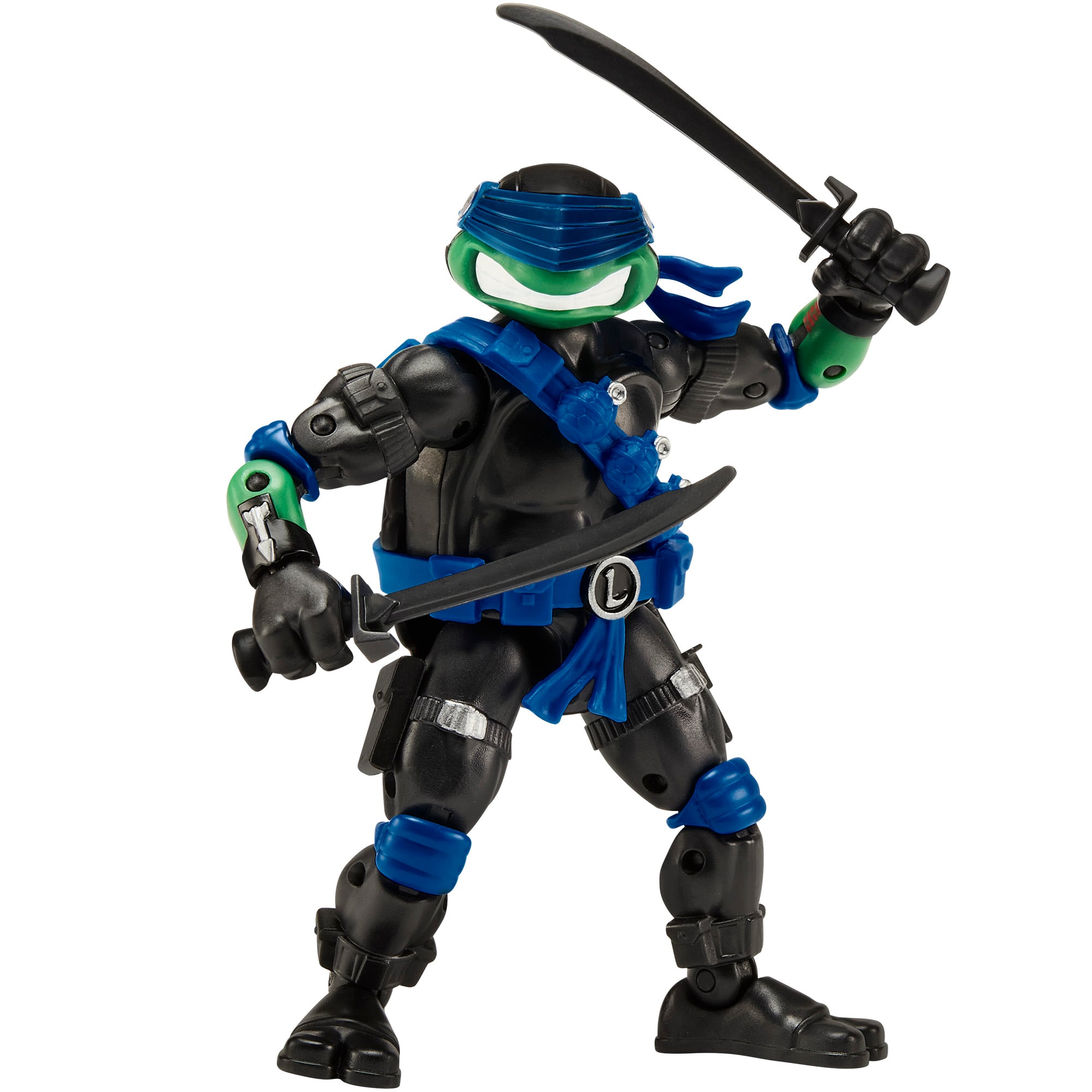Leonardo as Snake Eyes TMNT x GI Joe 4.5-Inch Figure — Articulation Pose Dual Katana Stance