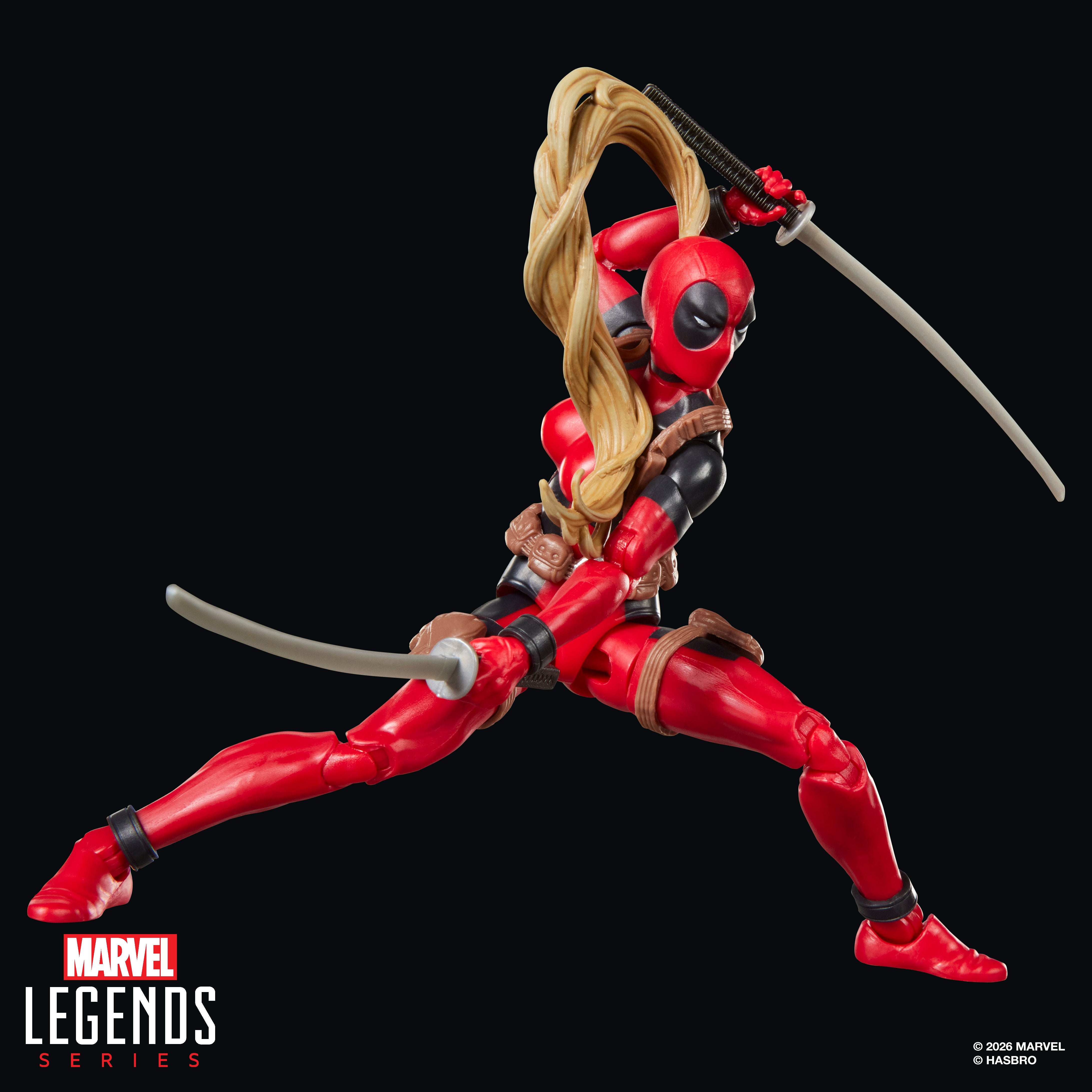 Lady Deadpool Marvel Legends 6-Inch Figure — Articulation Pose Lunging Dual Katana Strike