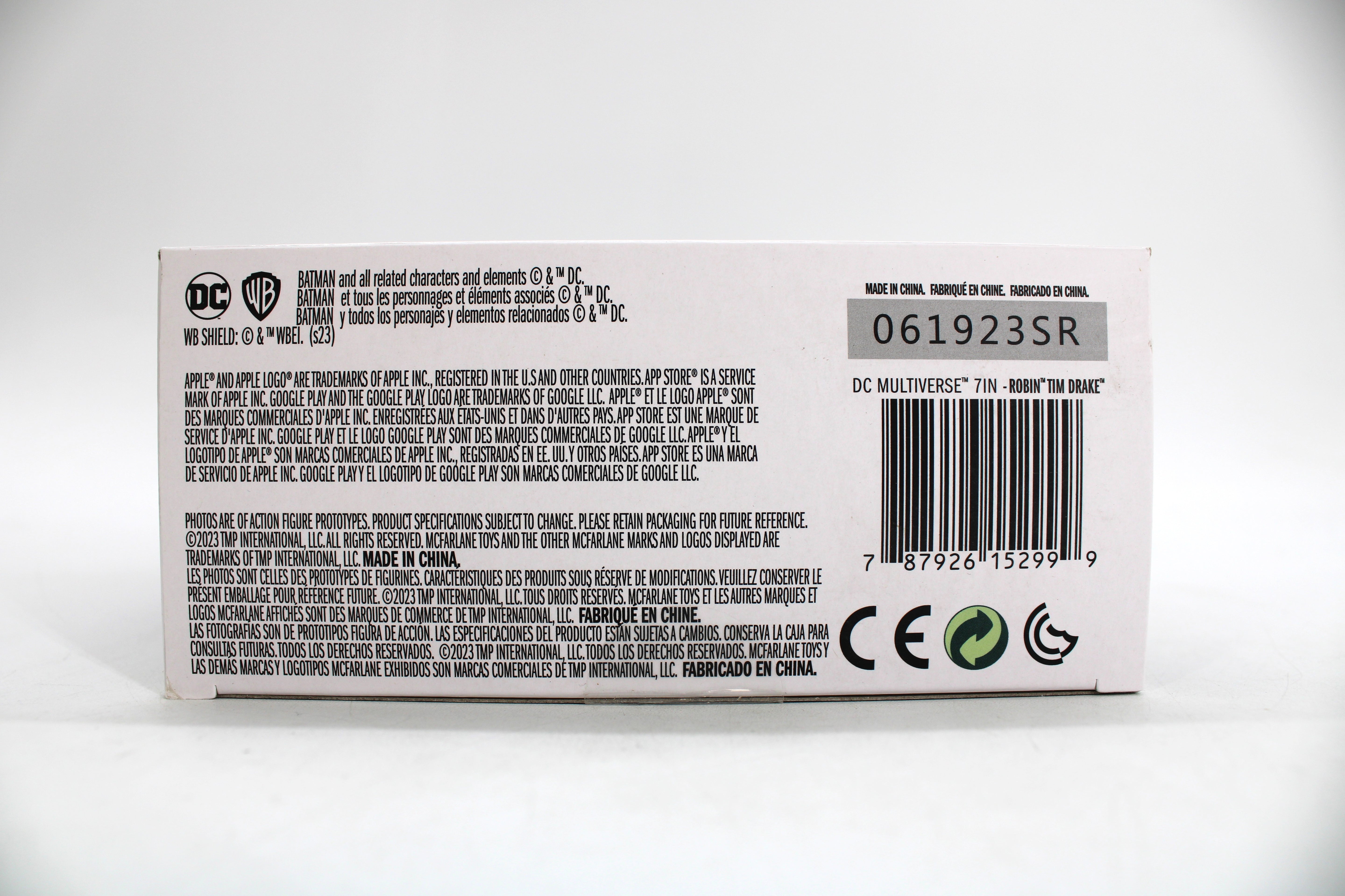 Robin Tim Drake DC Multiverse 7-Inch Action Figure — Package Detail with Barcode and Legal Text