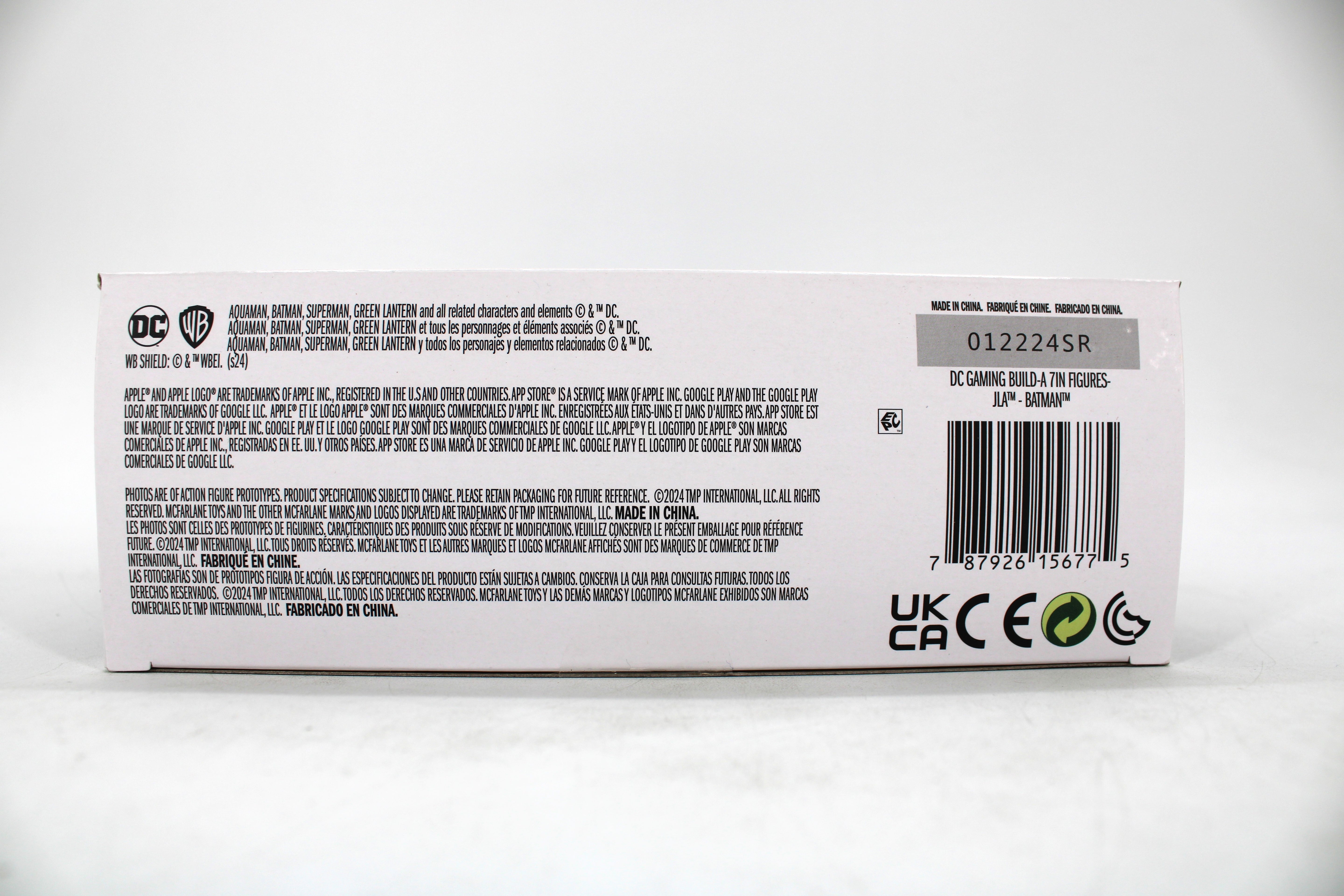 Batman (JLA) DC Multiverse 7-Inch — Package Detail with Barcode and Legal Text