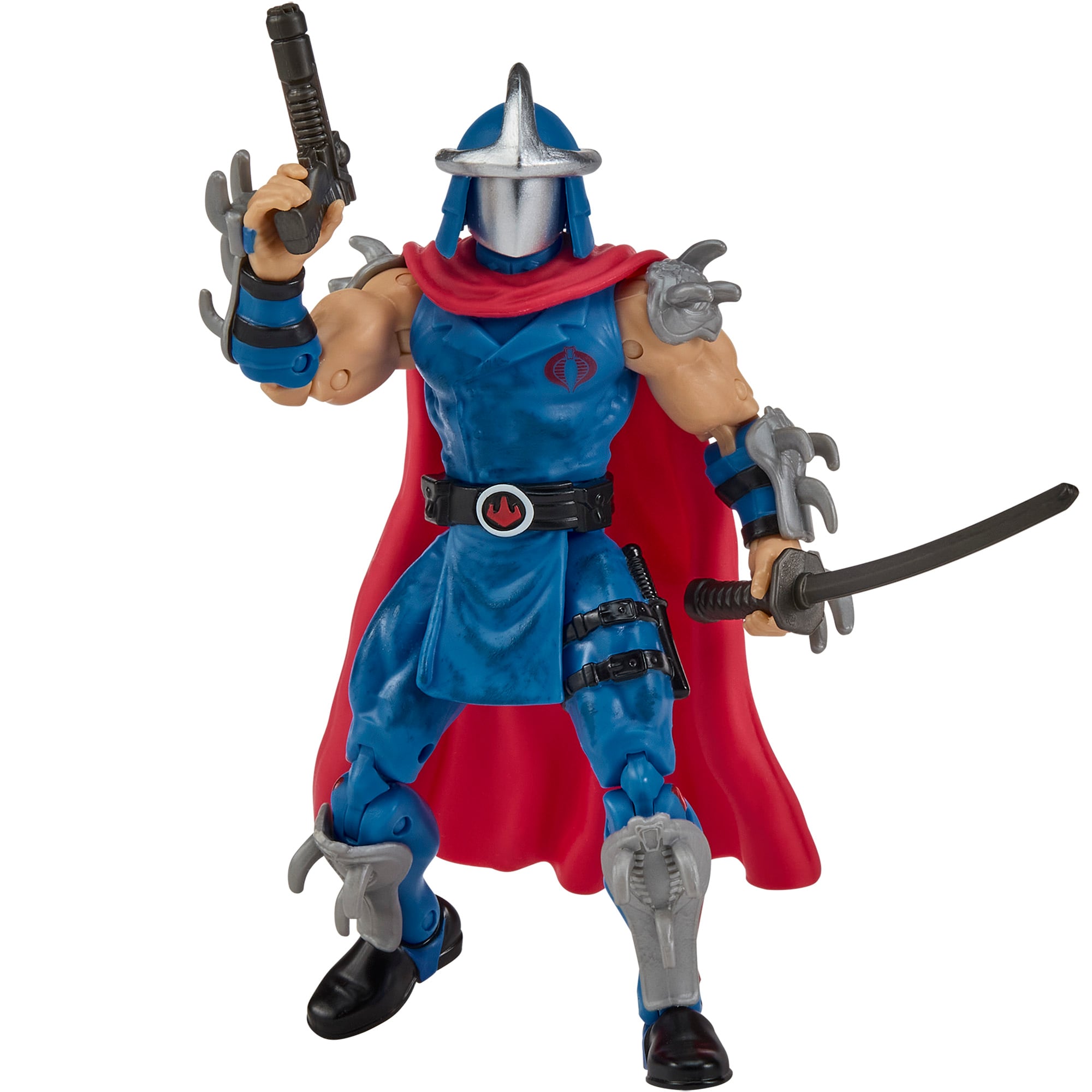 Shredder Cobra Commander TMNT x GI Joe 5-Inch Figure — Articulation Pose with Retro-Mutagen Ray and Katana