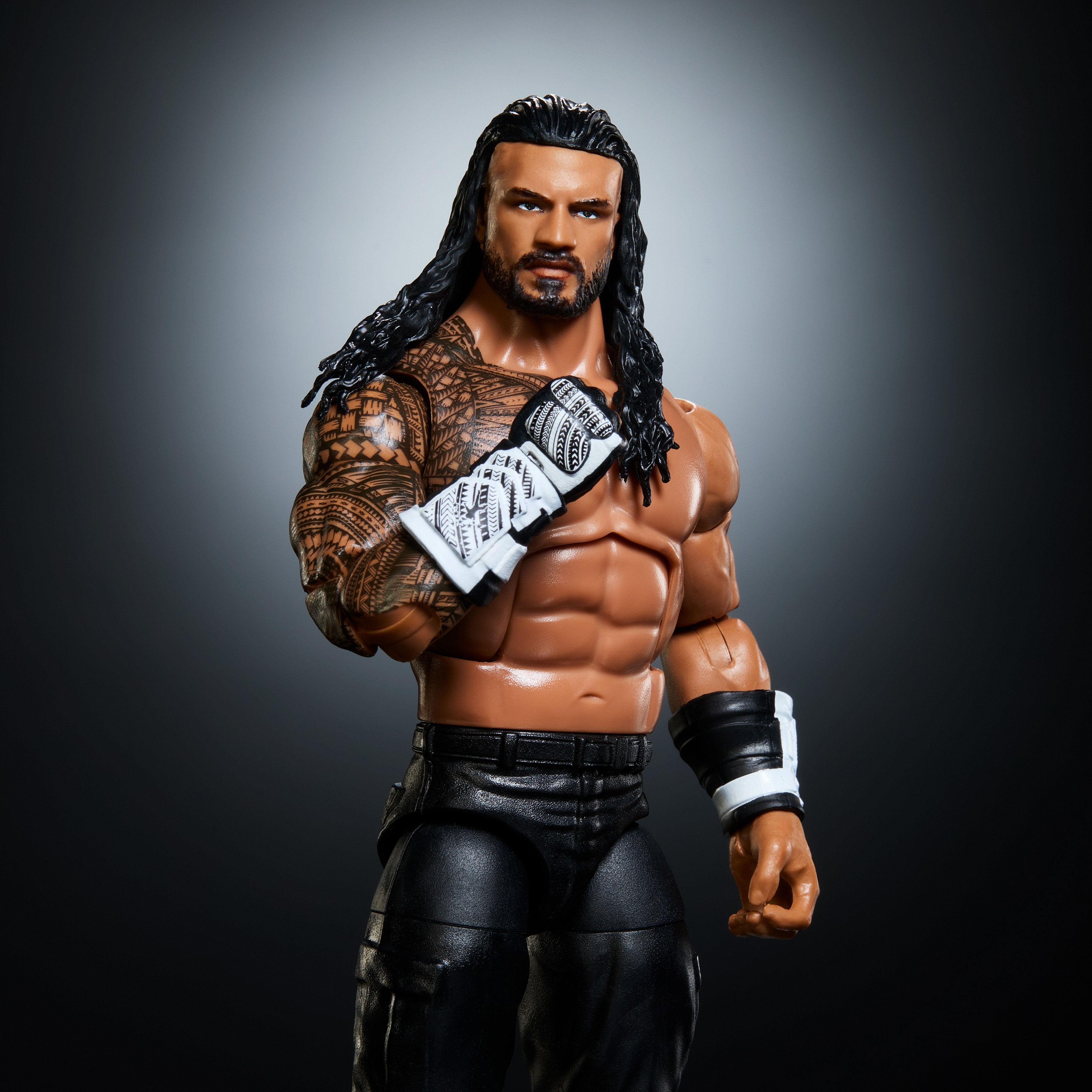 Roman Reigns WWE Elite Collection 6-Inch Figure — Figure Detail Tribal Tattoo and Gloved Hand Close-Up