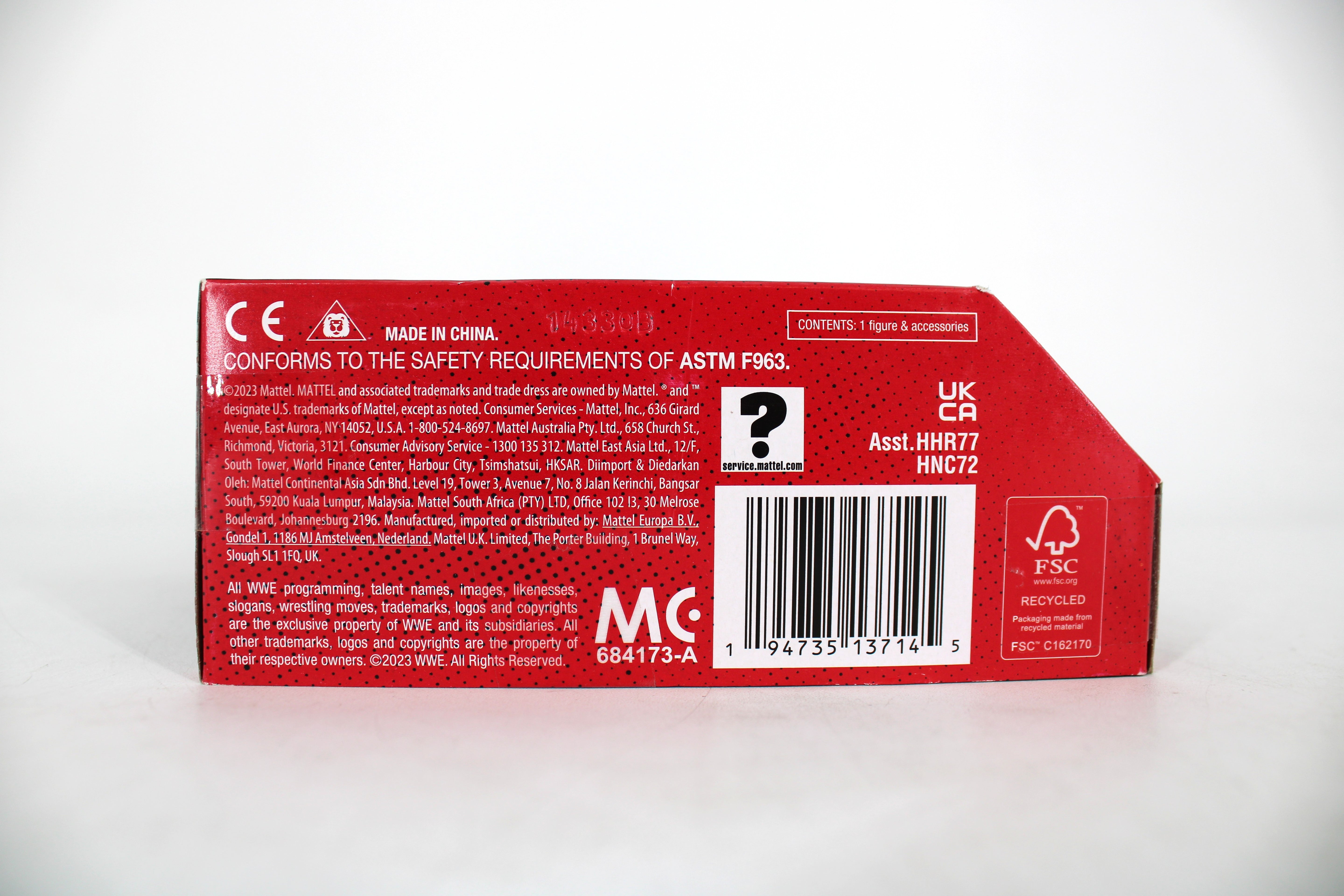 MVP WWE Elite Collection Best of Ruthless Aggression Action Figure — Package Detail Showing Back Panel with Safety Info, Barcode, and Contents Label