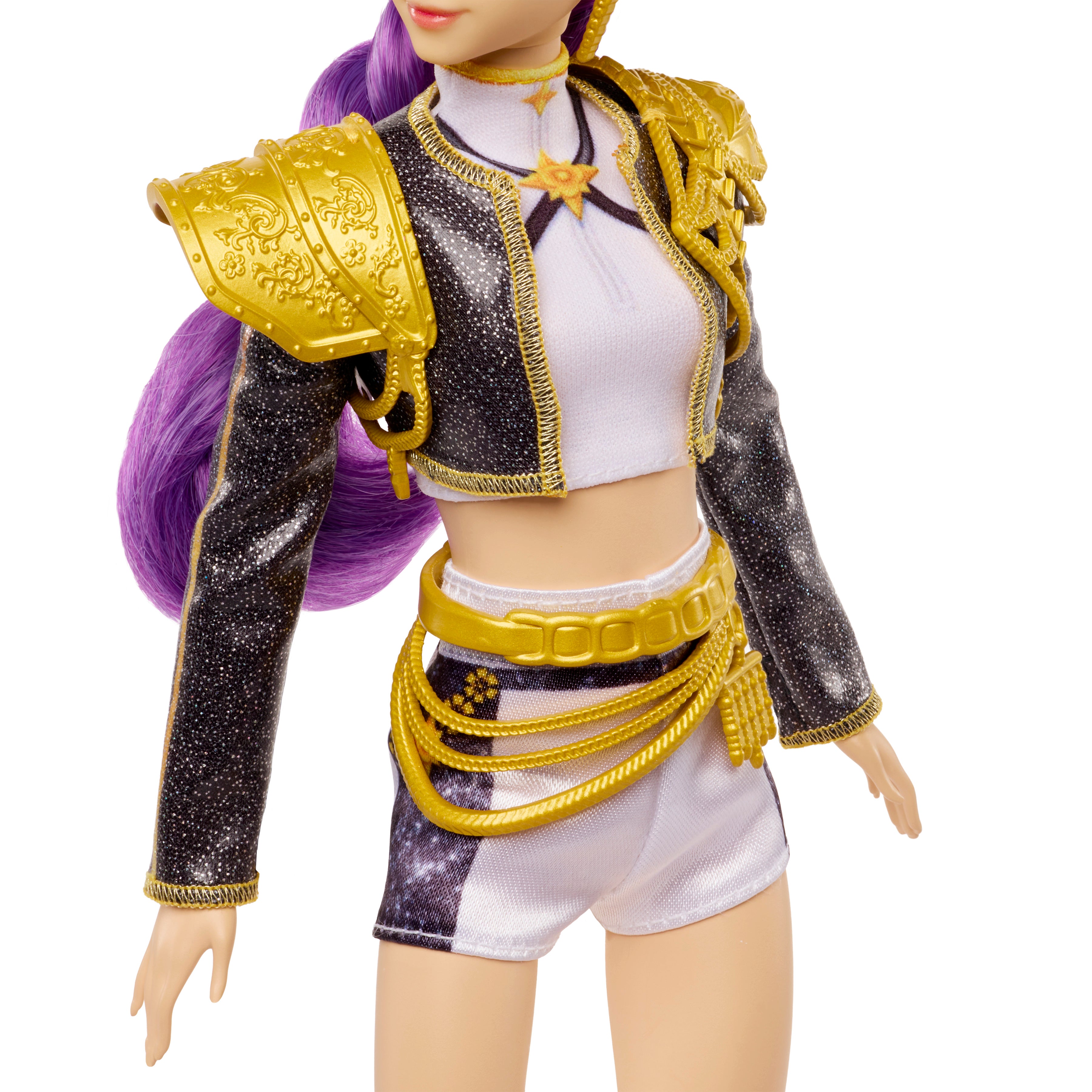Rumi KPop Demon Hunters HUNTR/X Singing Fashion Doll — Gold Armor and Costume Detail