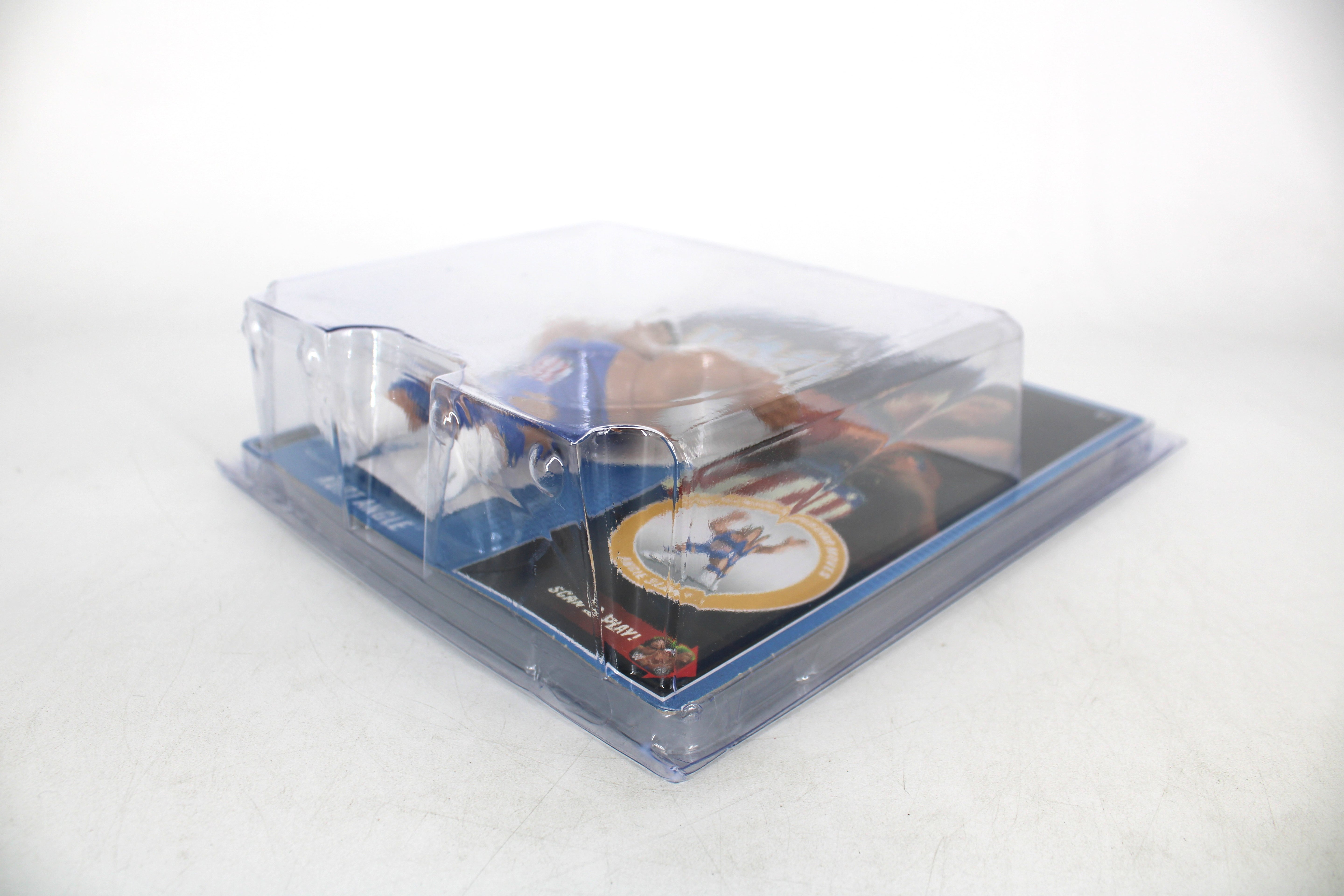 Kurt Angle WWE Retro Mattel Figure — Angled Side View Inside Protective Case with Card Art Visible