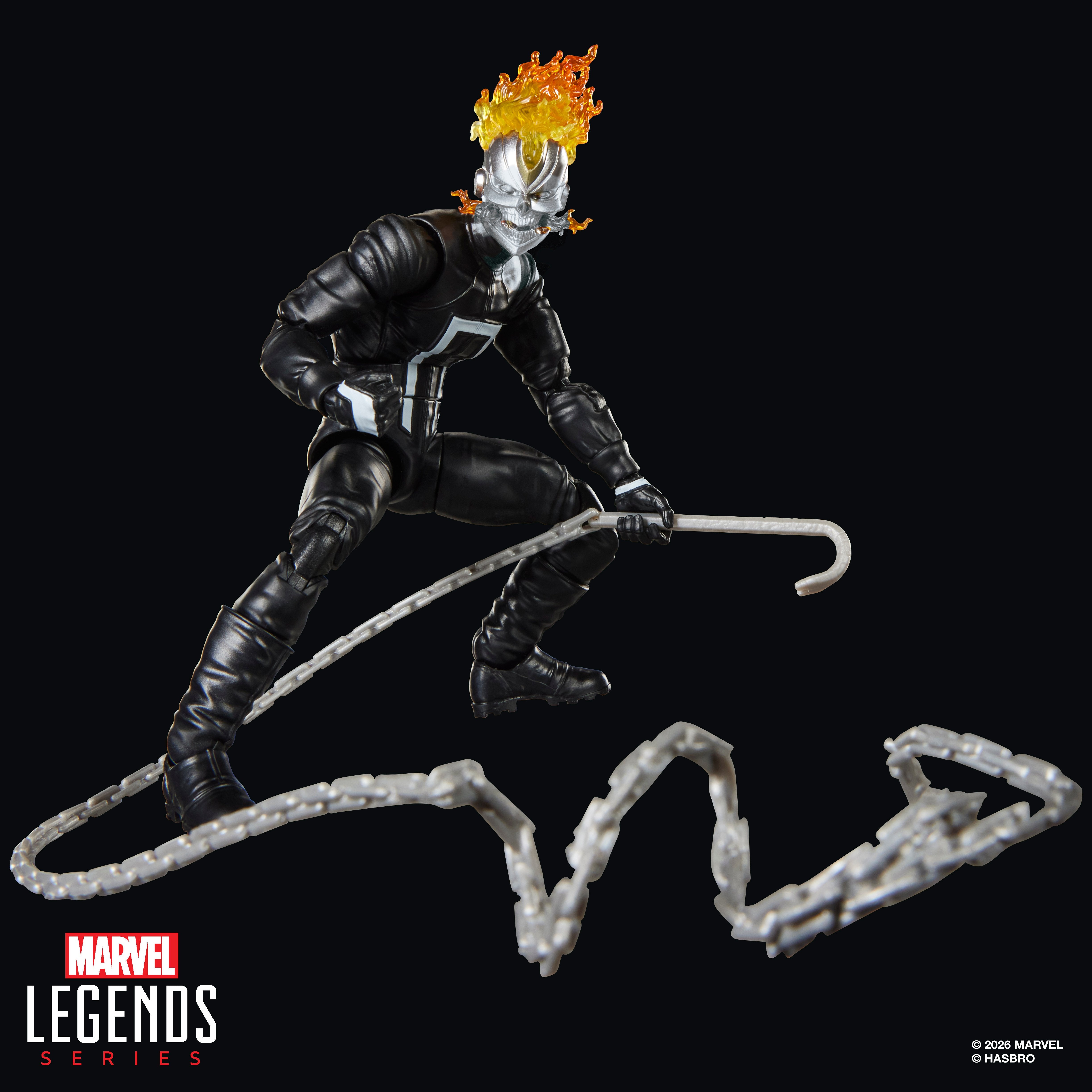 Ghost Rider Robbie Reyes Marvel Legends 6-Inch Figure — Crouching Pose with Crowbar and Chain Detail