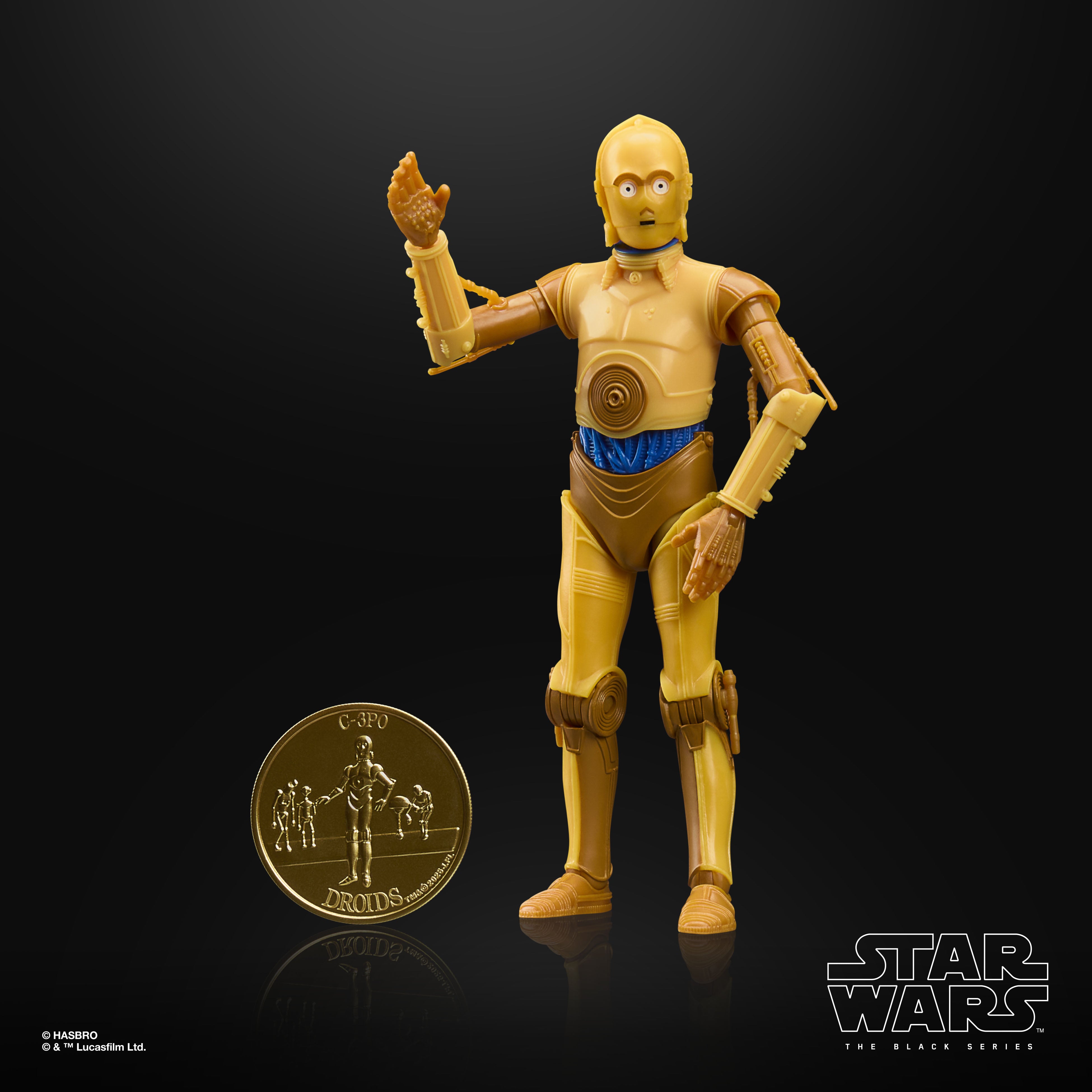 C-3PO Droids Black Series 6-Inch Figure — Accessories Included with Collectible Coin Front