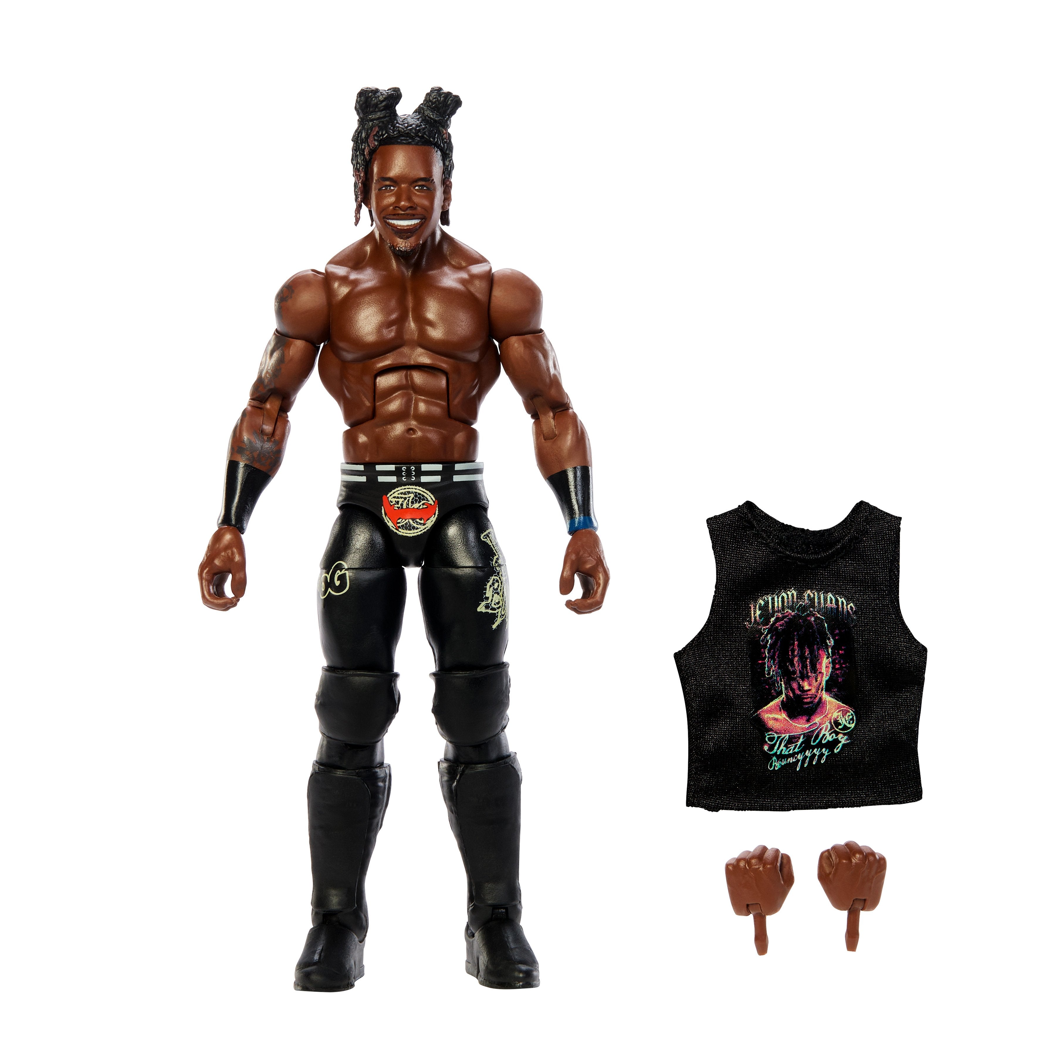 Je'Von Evans WWE Elite Collection 6-Inch Figure — Accessories Display with Shirt and Alternate Hands