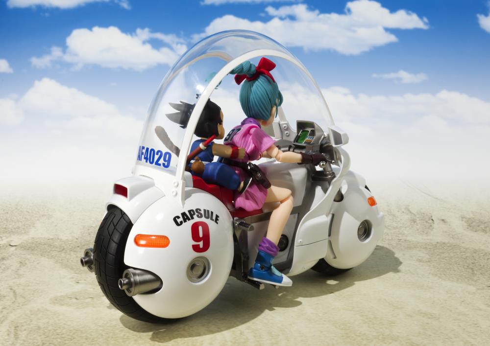 Bulma Capsule No. 9 S.H.Figuarts Motorcycle — Rear Riding View with Figures Seated