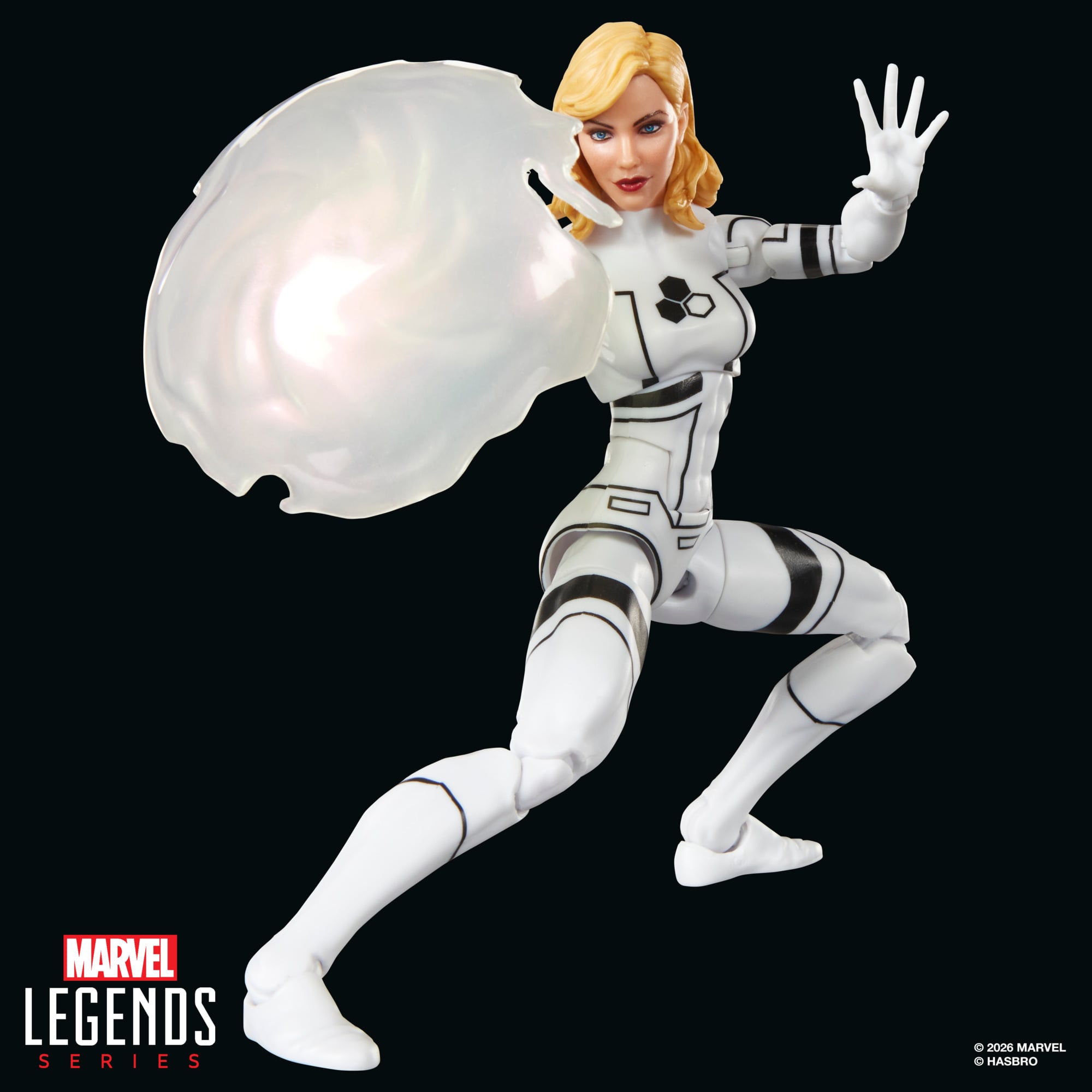Invisible Woman Future Foundation Marvel Legends 6-Inch — Figure Detail with Invisible Force Shield Accessory