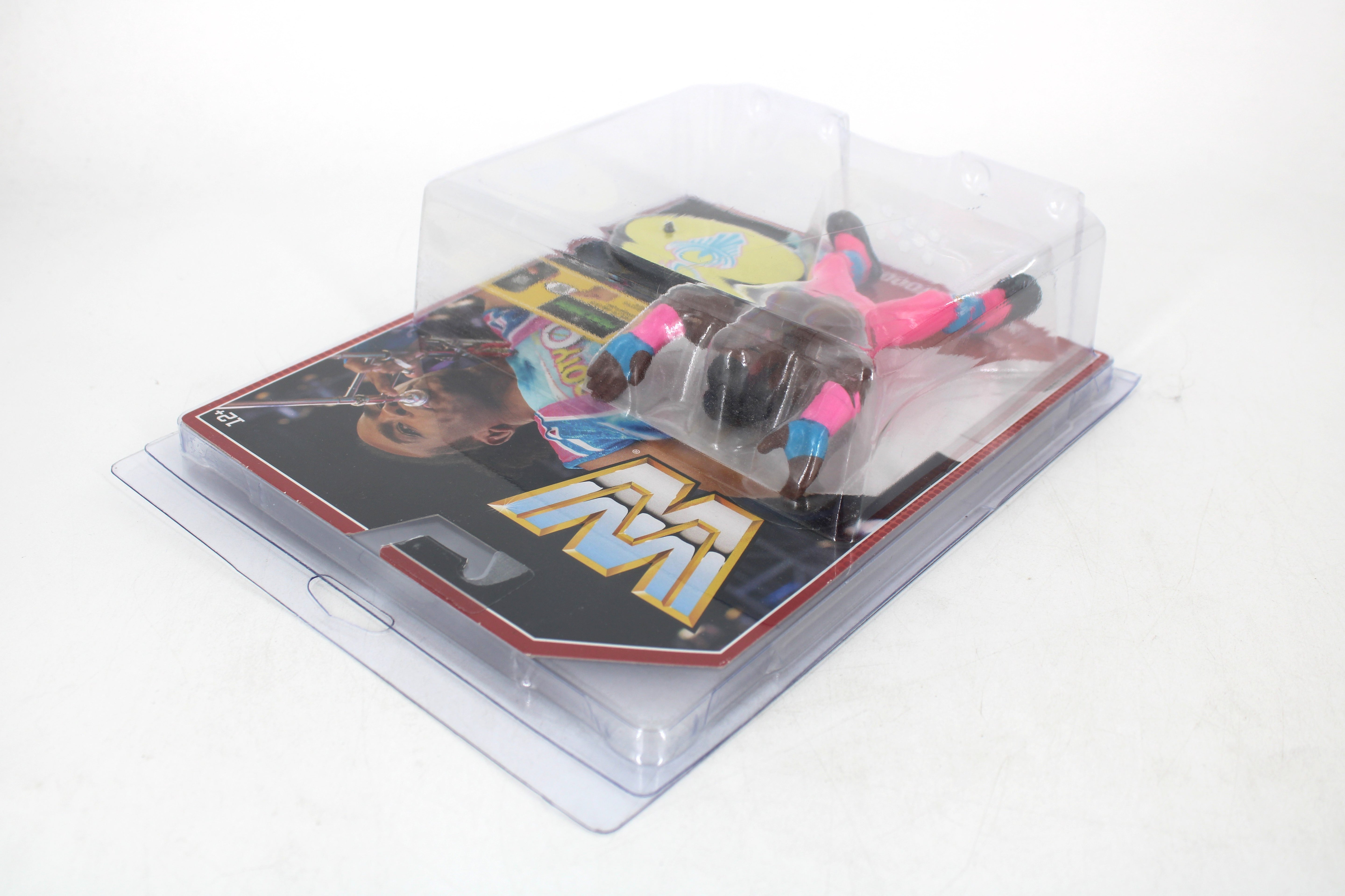 Xavier Woods WWE Retro App Series Action Figure — Back View of Clamshell Package with WWE Logo Card Art and Figure Visible Inside