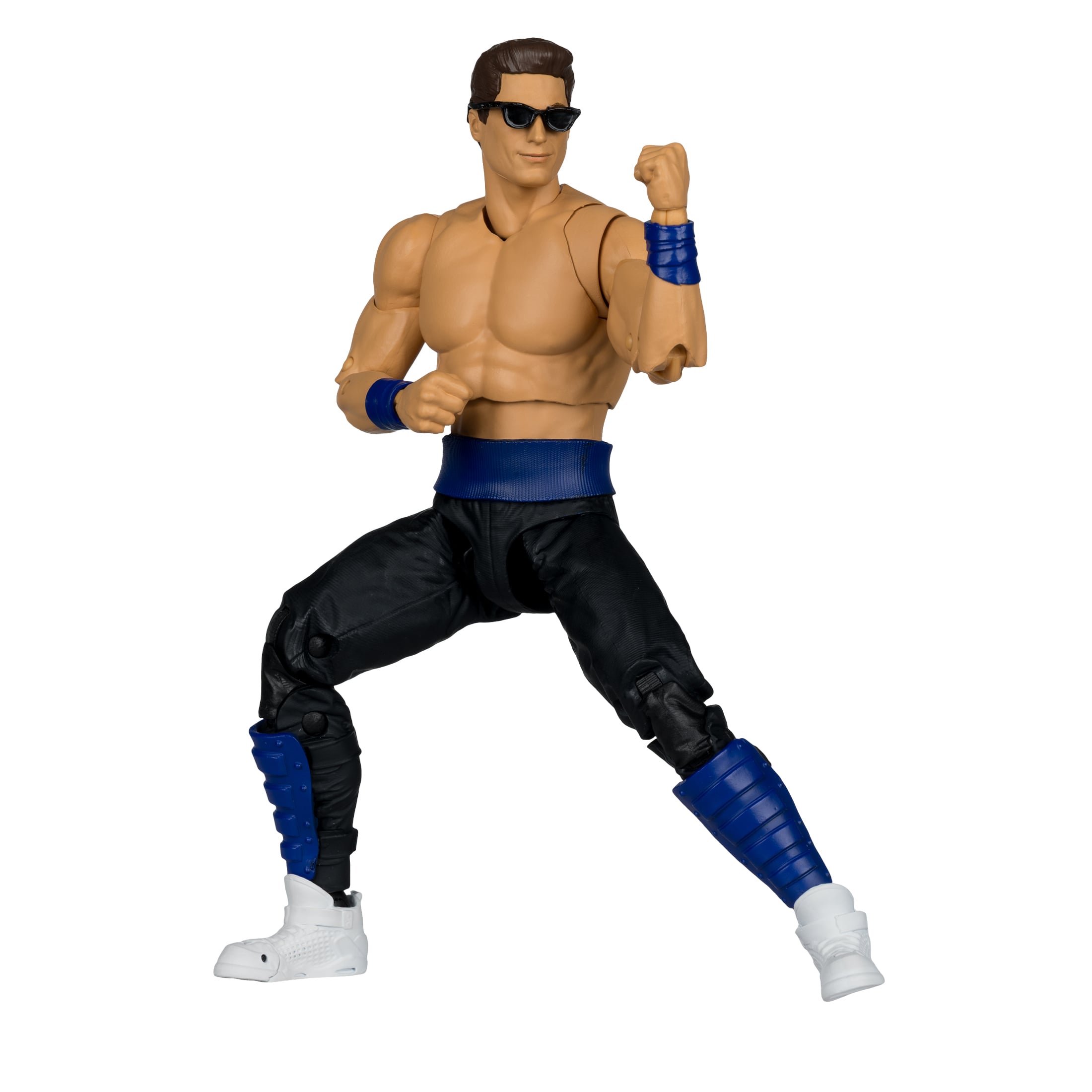 Johnny Cage Mortal Kombat Klassic 7-Inch Figure — Side View Out of Package on White Background Showing Full Articulation