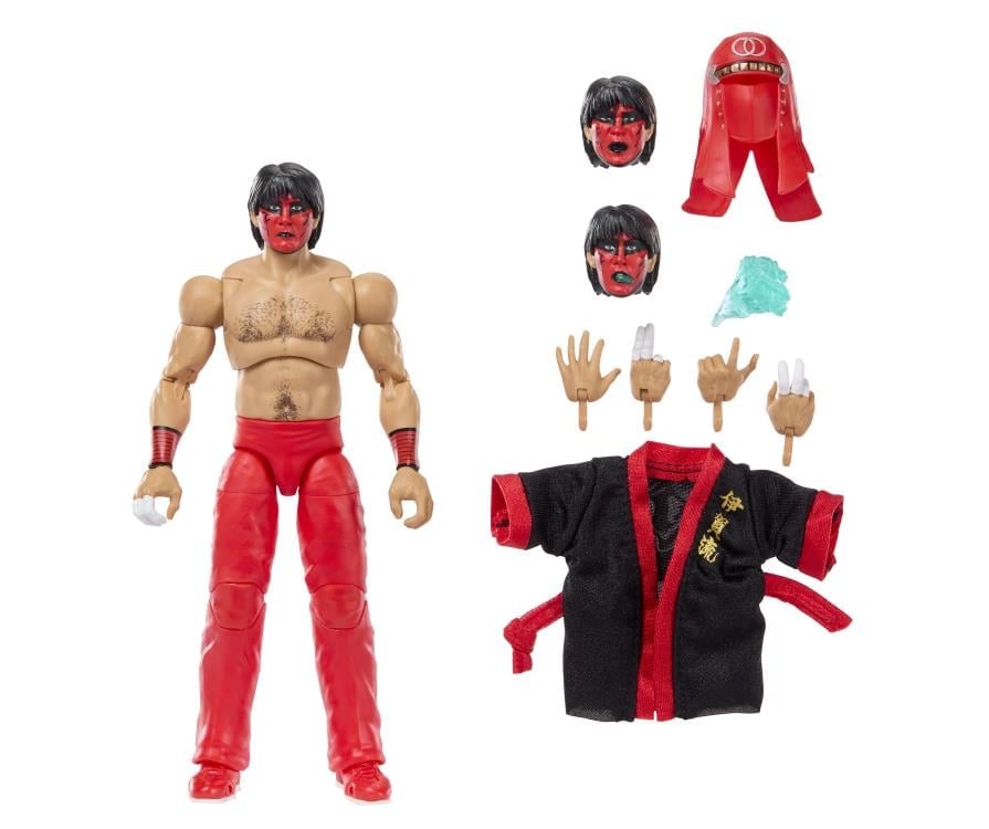 Great Muta WWE Ultimate Edition 6-Inch Figure — Contents Display with All Accessories Laid Out