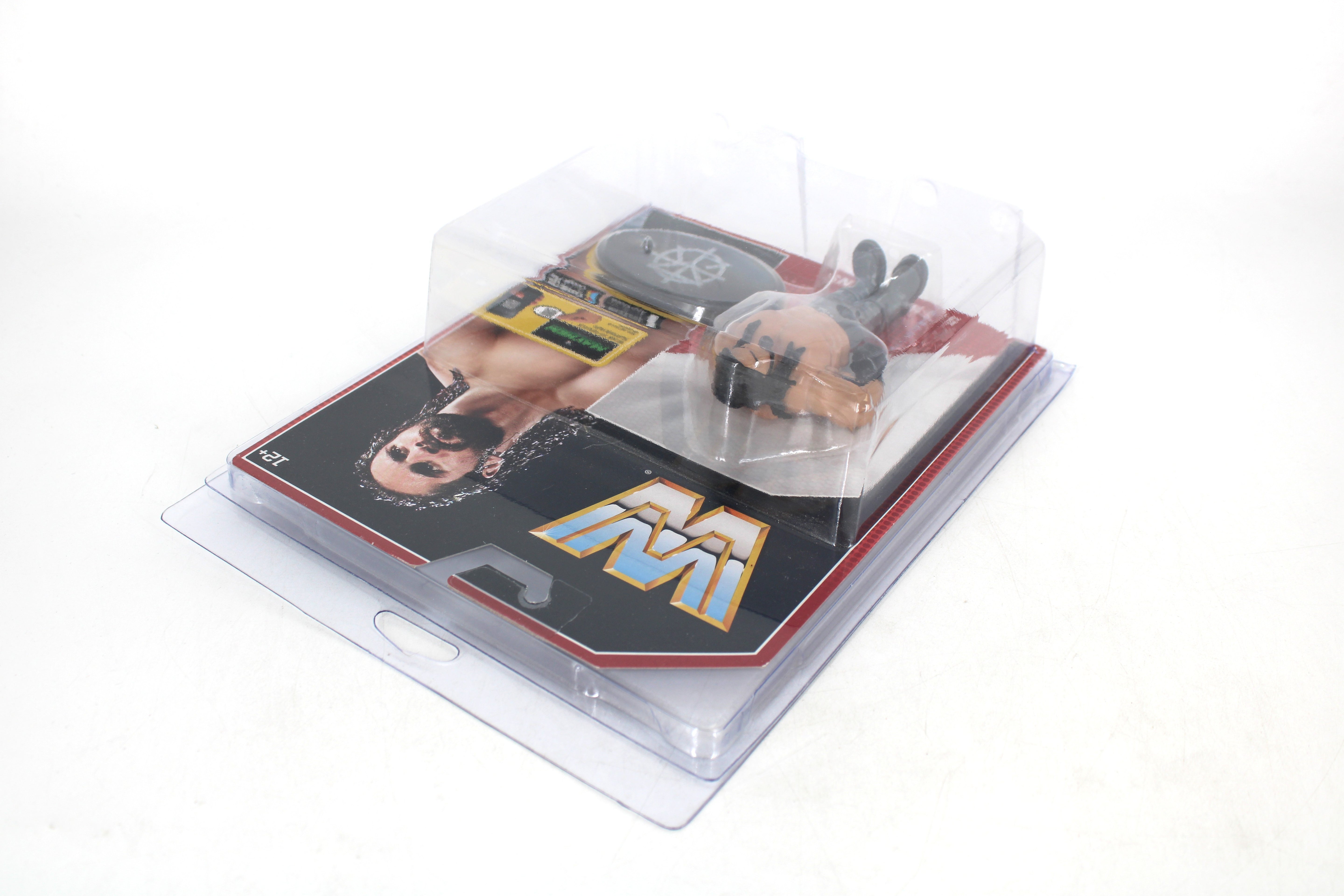 Seth Rollins WWE Retro Series 3 Action Figure — Back View Showing Mattel Logo Card Art and Packaged Contents