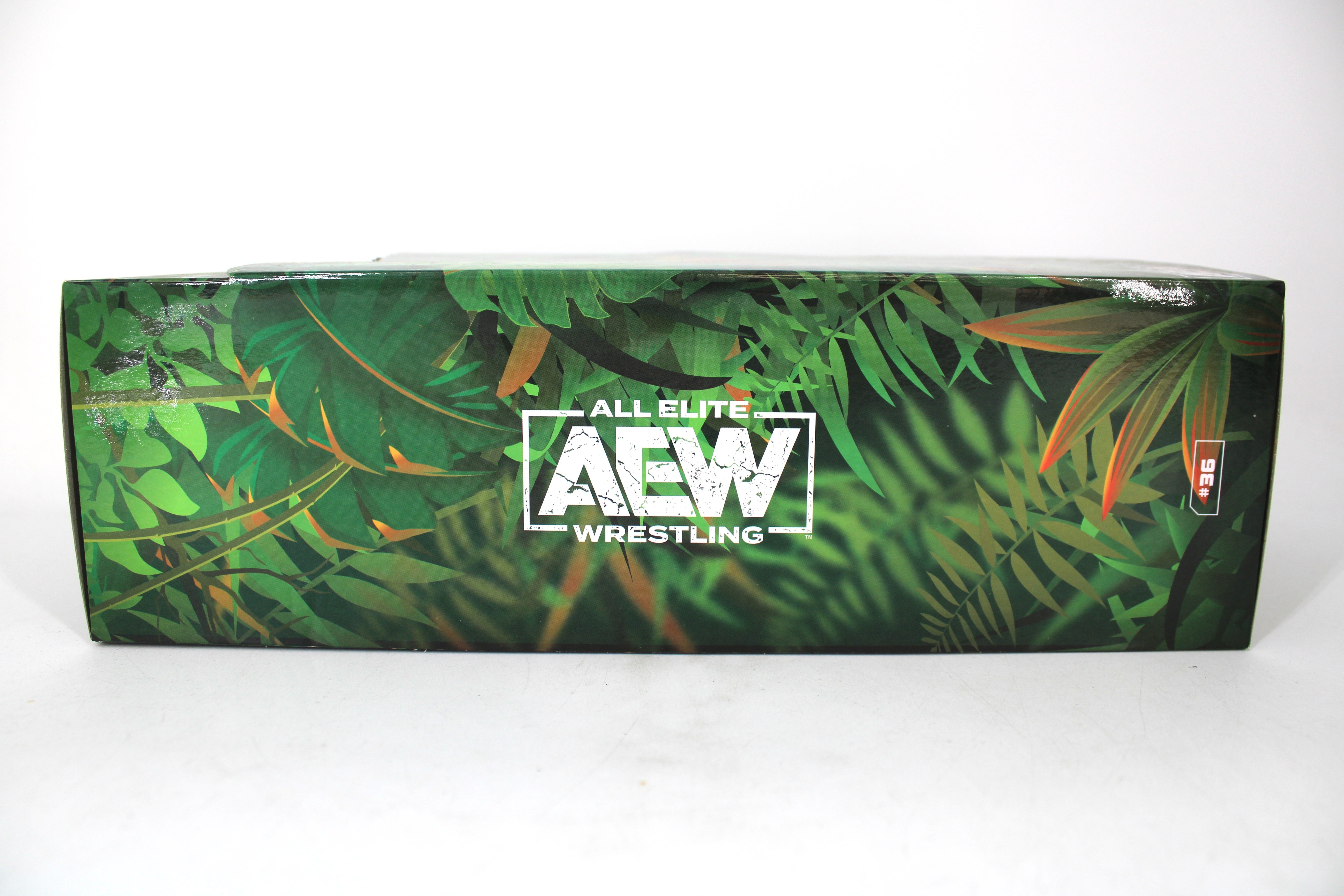 Jungle Boy & Luchasaurus Jurassic Express AEW Unrivaled Collection 2-Pack — Side View with AEW Logo Package Detail