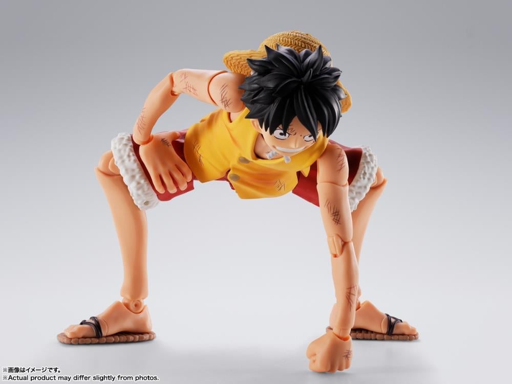 Monkey D. Luffy S.H.Figuarts 5.7-Inch Figure — Side View Low Crouch Articulation Pose