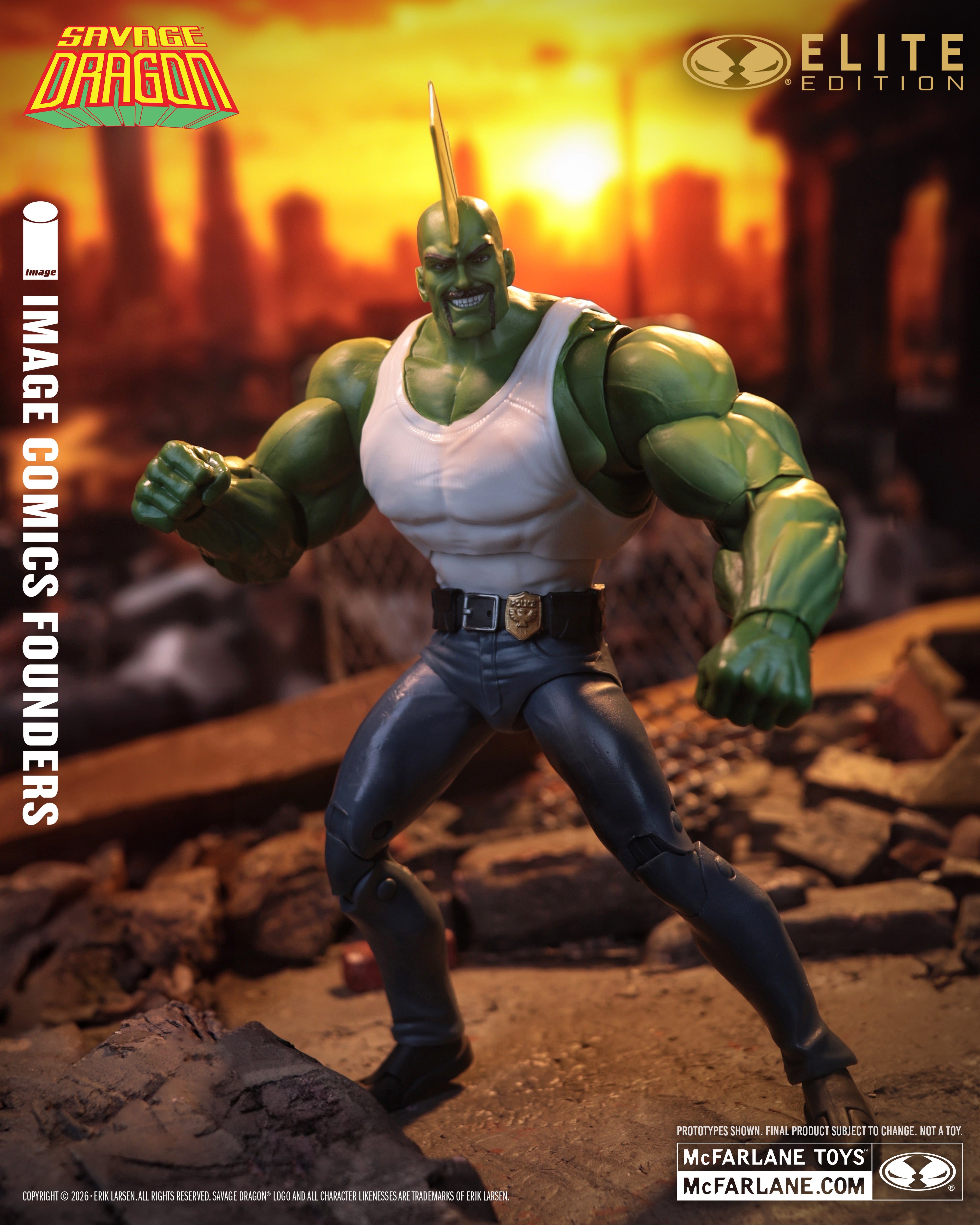Savage Dragon McFarlane Elite Edition Image Comics Founders Series 7-Inch — Articulation Pose with Combat Stance and Alternate Head