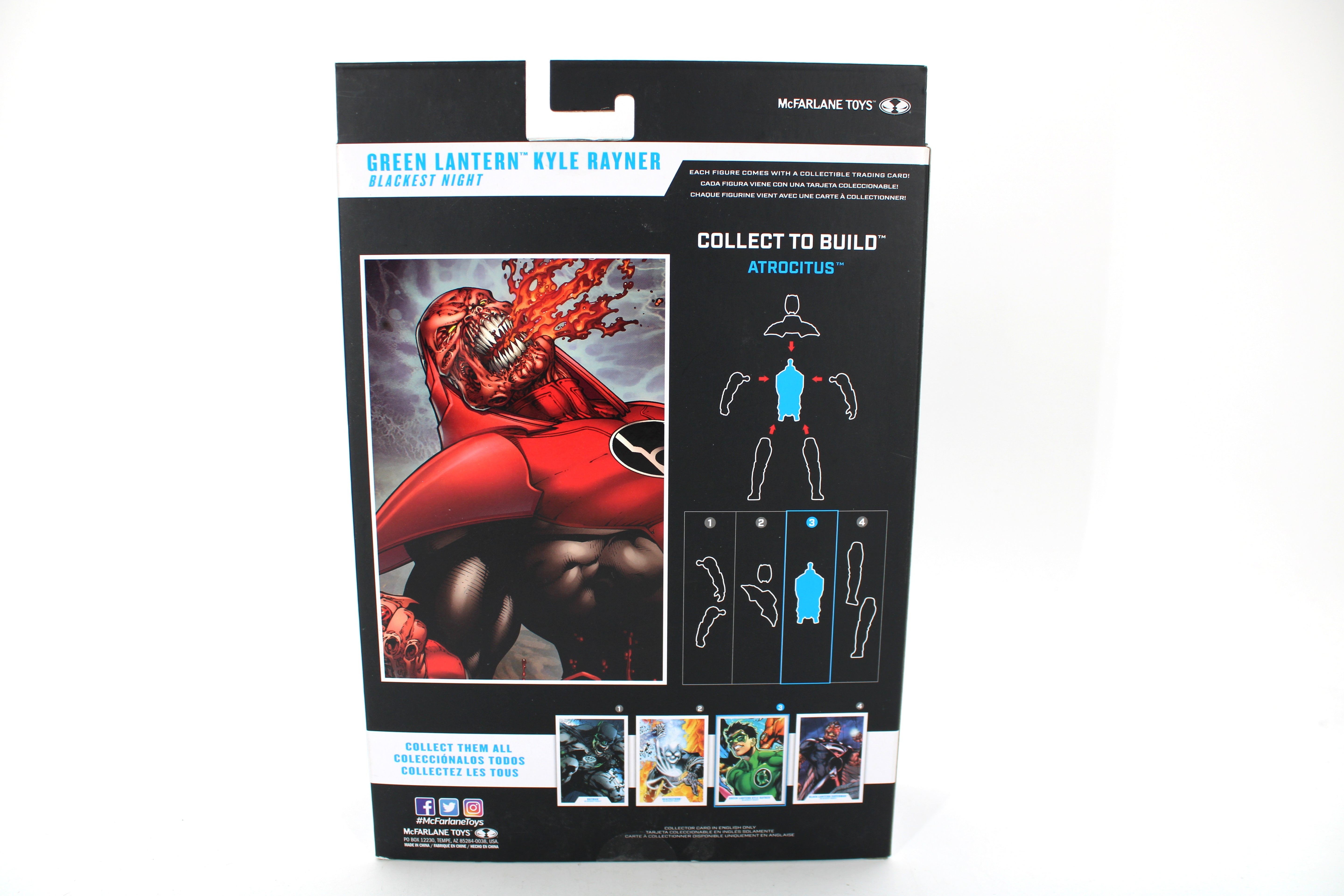 Kyle Rayner DC Multiverse Blackest Night Figure — Box Back with Collect-to-Build Atrocitus Diagram