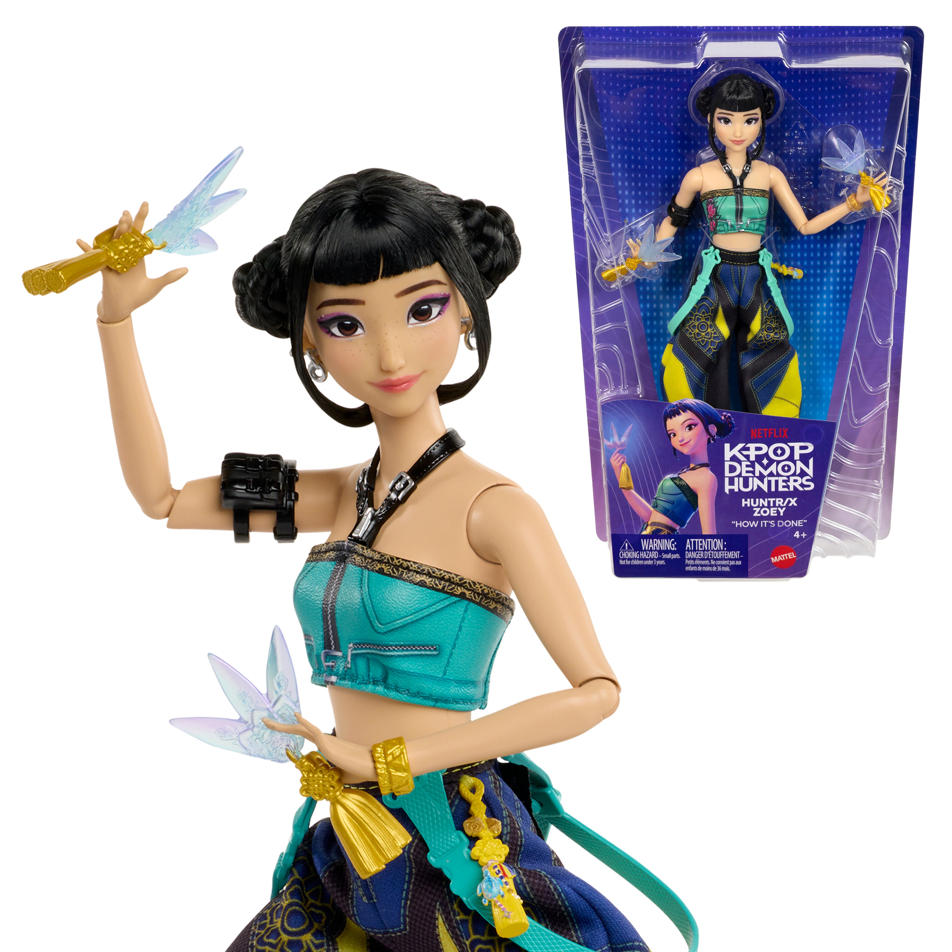 Zoey KPop Demon Hunters HUNTR/X 12-Inch Doll — Figure with Package Box Art