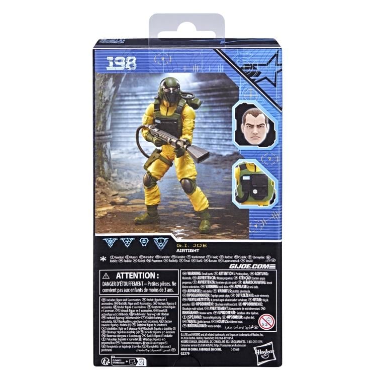 Airtight G.I. Joe Classified Series 6-Inch Figure — Box Back with Figure #198 and Multilingual Details