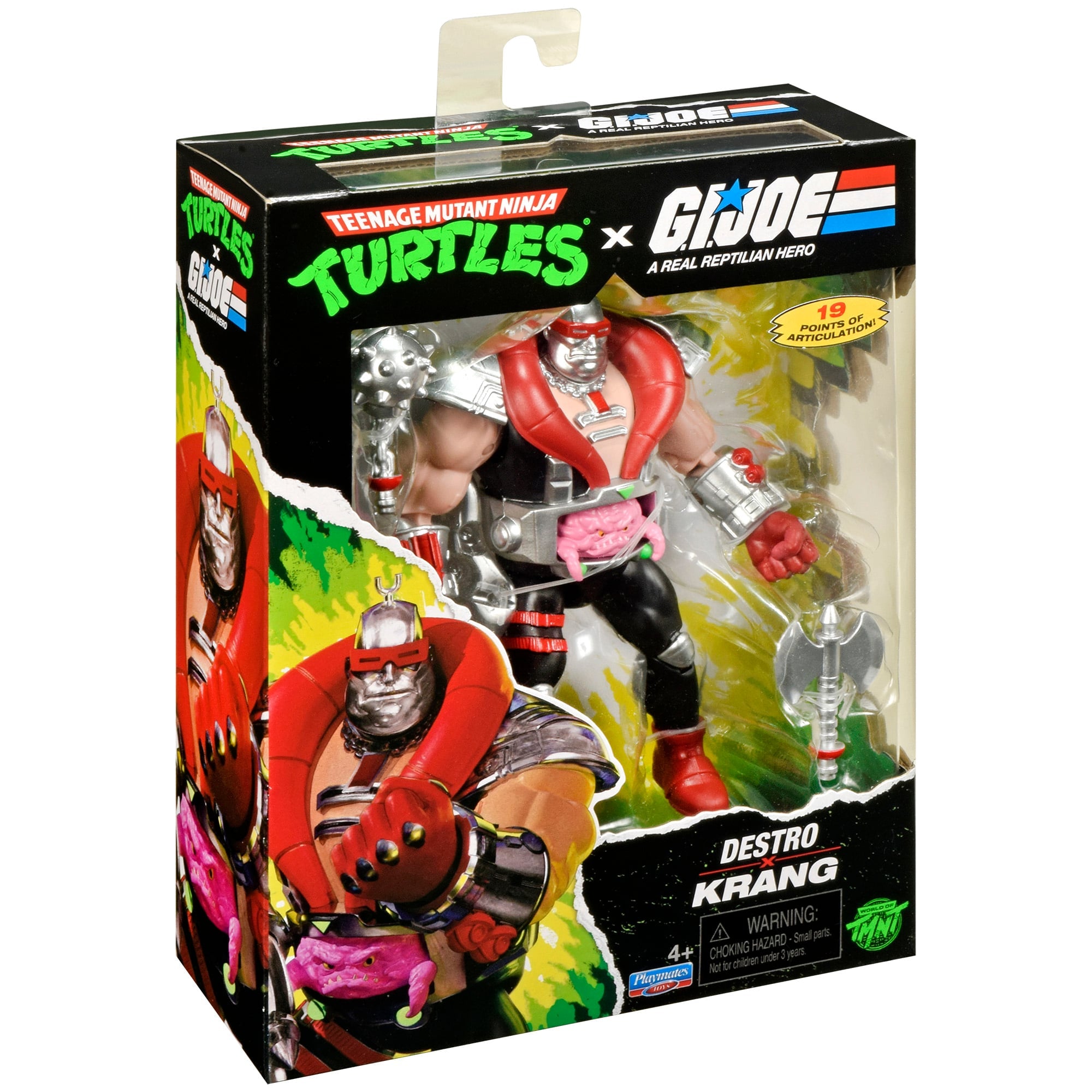 Krang as Destro TMNT x GI Joe 5-Inch Figure — Package Detail Side Angle Showing Figure in Window Box