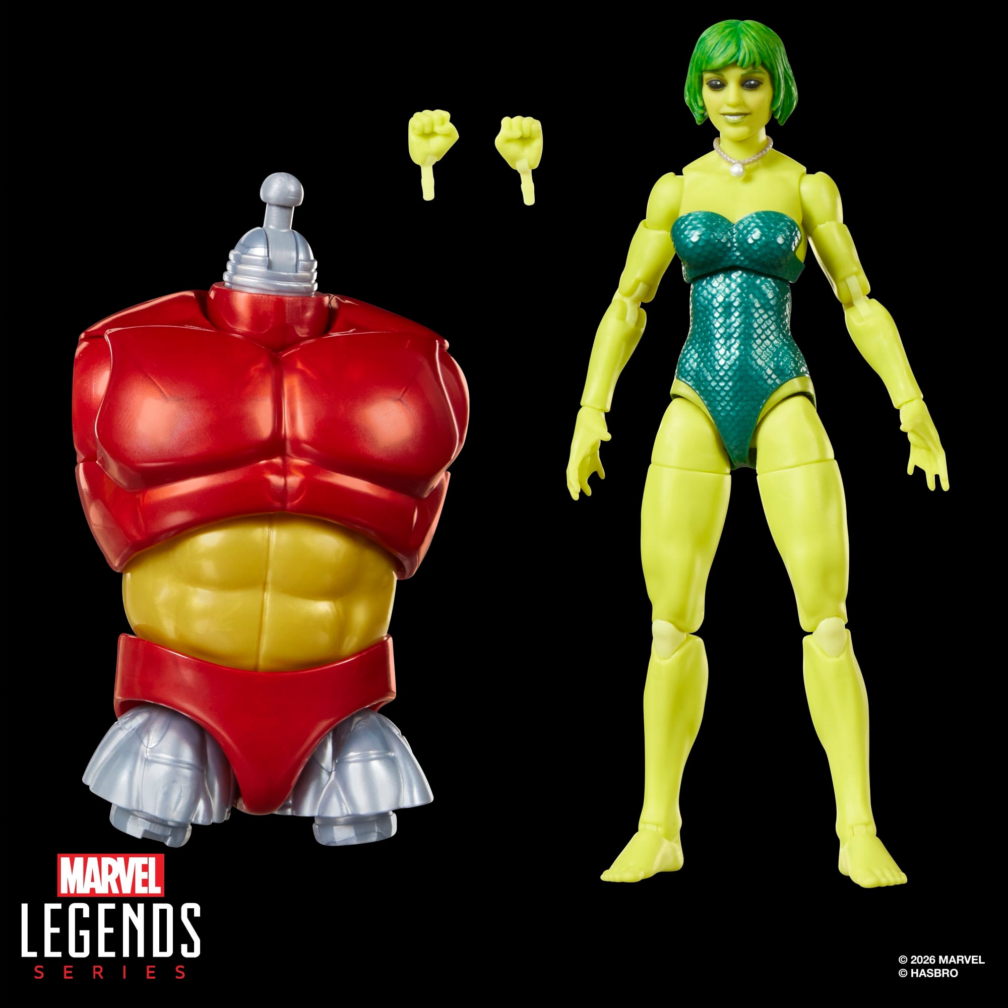 Marrina Marvel Legends 6-Inch Figure — Accessories Display with Box BAF Torso and Alternate Fist Hands
