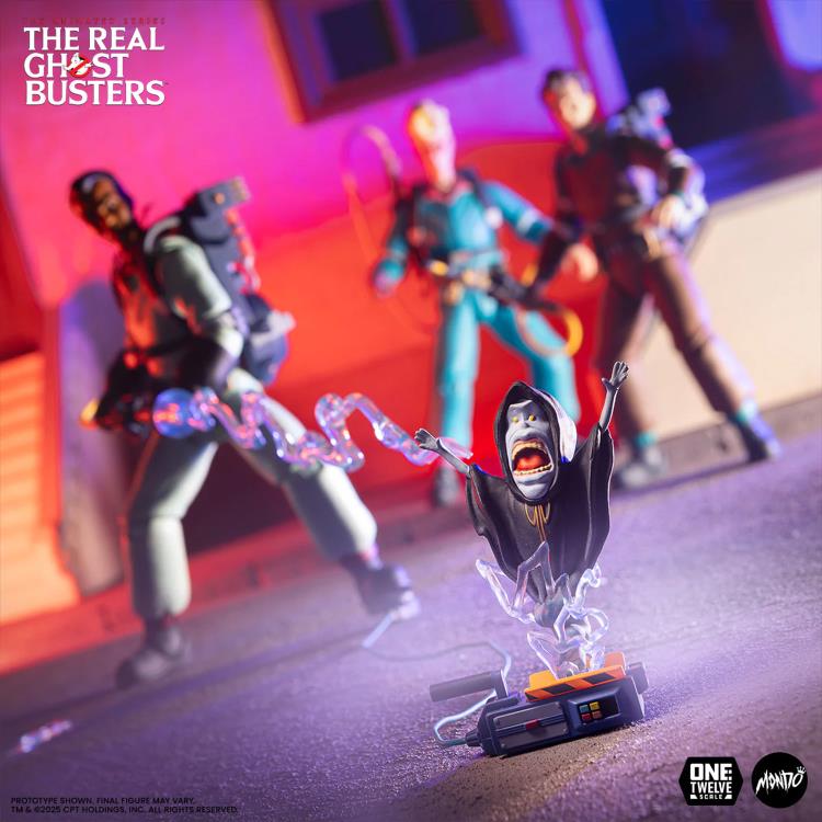 Winston Zeddemore Real Ghostbusters Mondo 1/12 Figure — Group Scene with Ghost Trap and Sandman Ghost