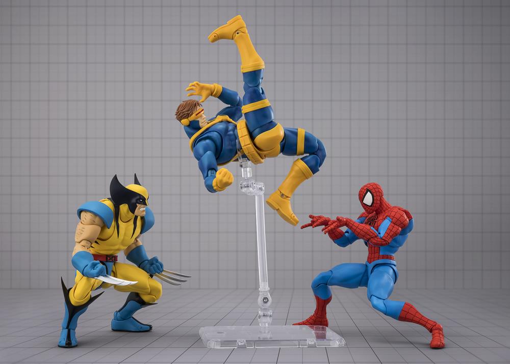 Wolverine Gamerverse S.H.Figuarts 6-Inch Figure — Gamerverse Series Group Display with Cyclops and Spider-Man